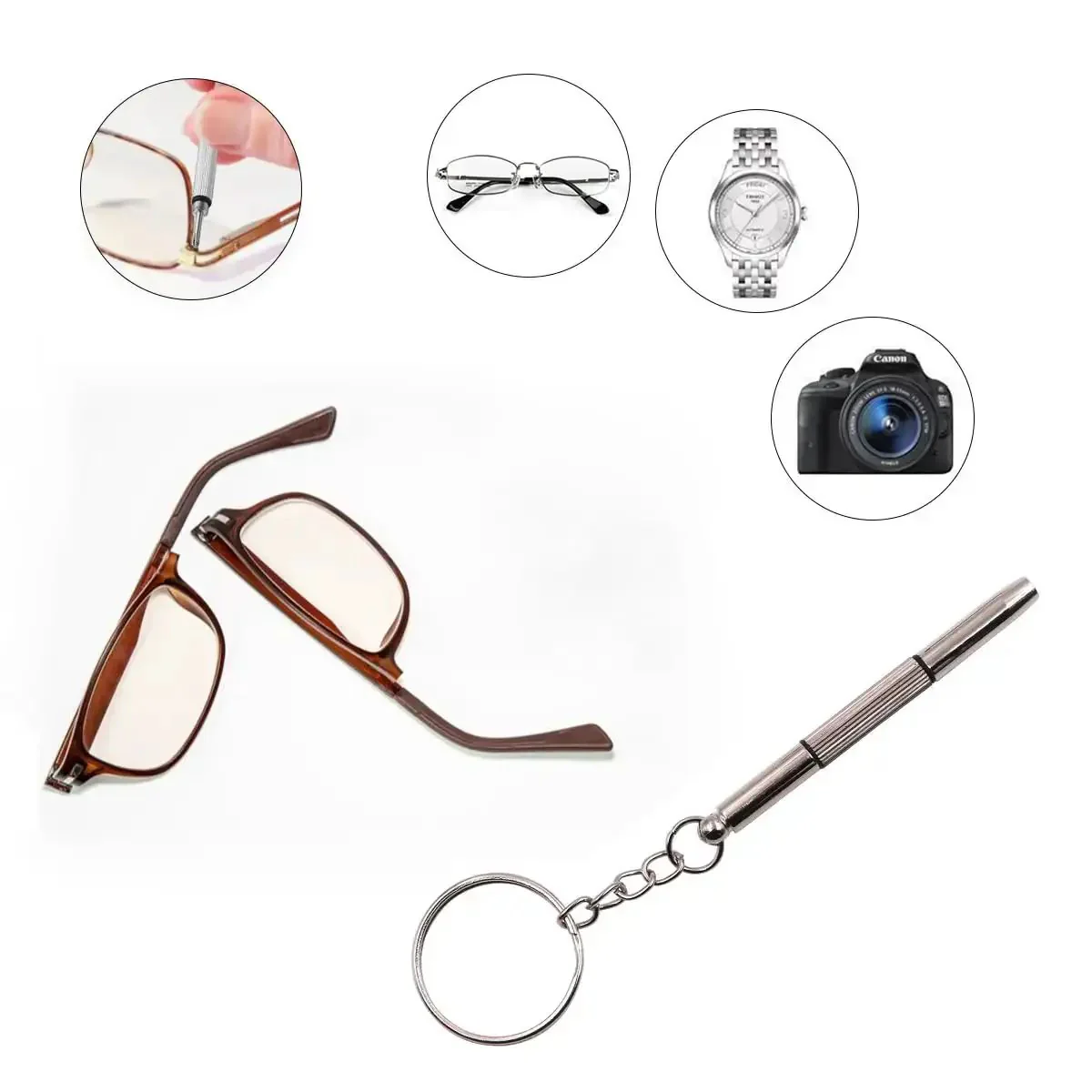 12 Pack Eyeglass Screwdriver Keychain Set Mini 3 In 1 Flat Phillips Hex Drivers Pocket Size For Eyeglasses Frames Nose Pads Cleaning And Repair Watches Jewelry Portable Tool Kit - Image 9
