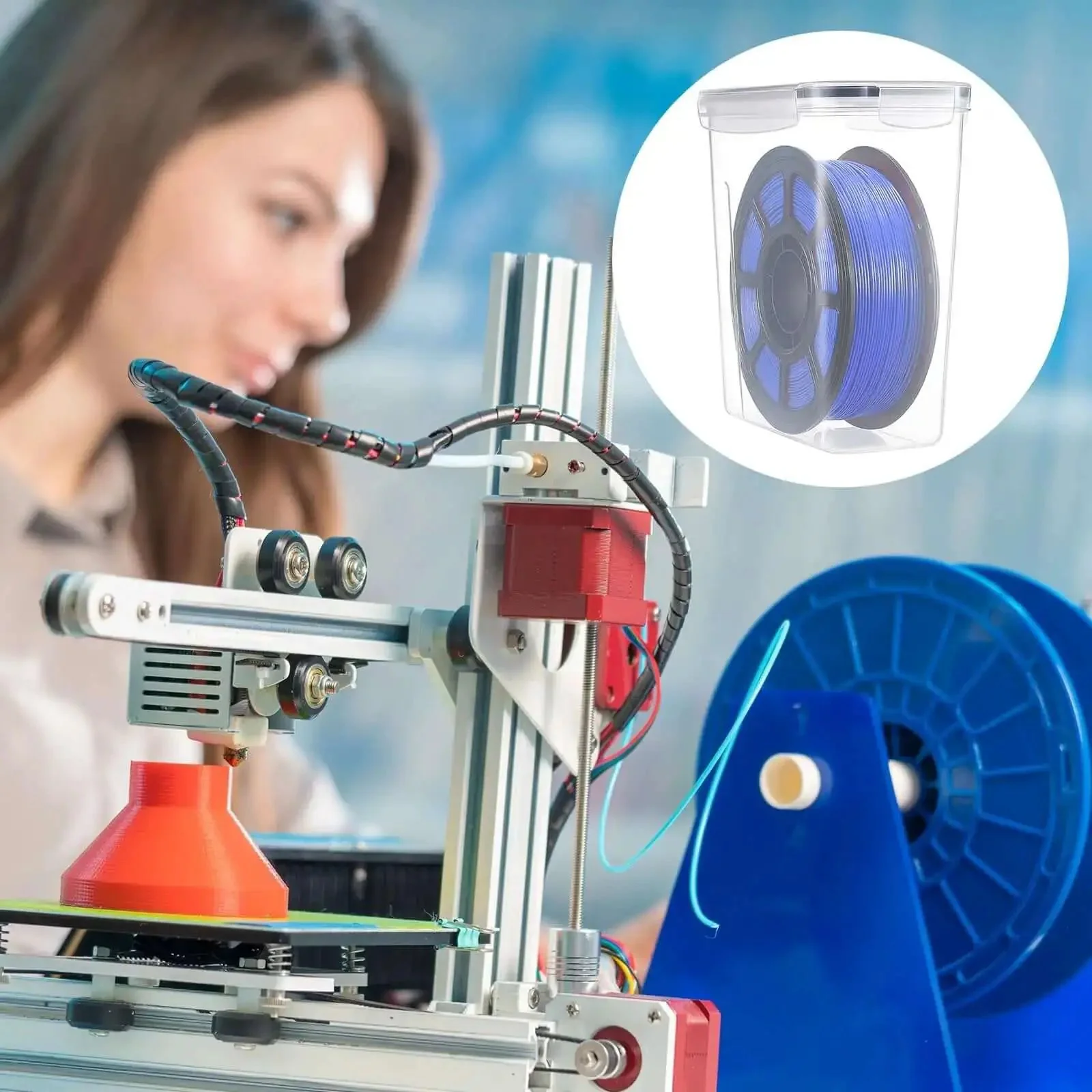 12 Pack Filament Storage Boxes With Lids For 3D Printing Spools Clear Moisture Dust And Water Proof Boxes With Labels Portable Sealing And Protection Includes 2 Stickers And 1 Marker Pen - Image 2