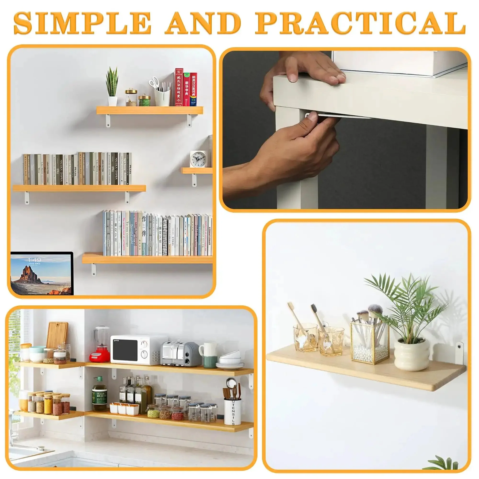 12 Pack Floating Shelf Brackets White Heavy Duty L Shaped Corner Braces For Hanging Shelves 5 By 3 Inch Stainless Steel Rust Resistant DIY Support Easy To Install Built To Last - Image 5