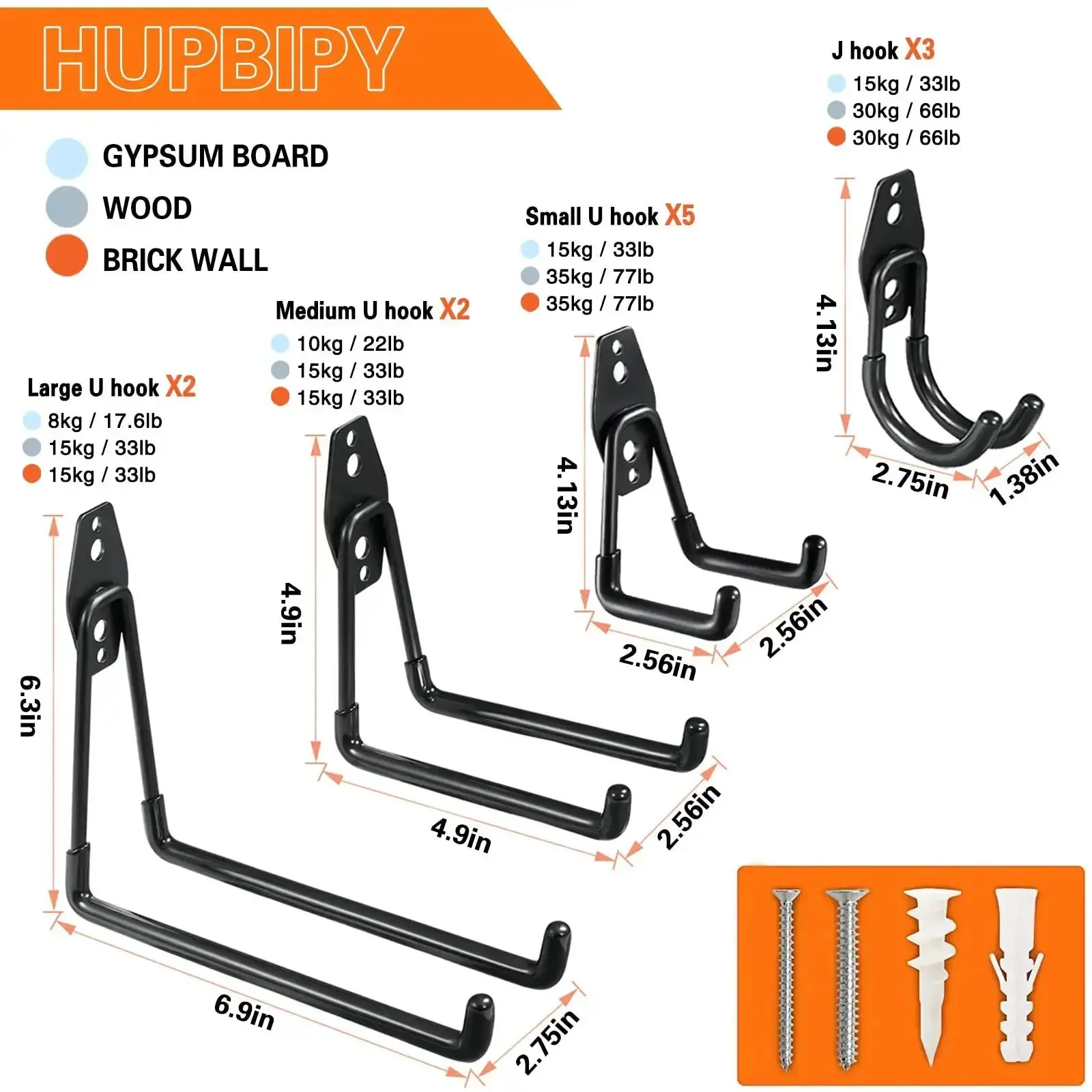 12 Pack Heavy Duty Steel Garage Hooks With Anti Slip Coating Wall Mount Organizer For Hanging Power Tools Garden Tools Ladders Hoses Bikes Ropes And Bulk Items - Image 7