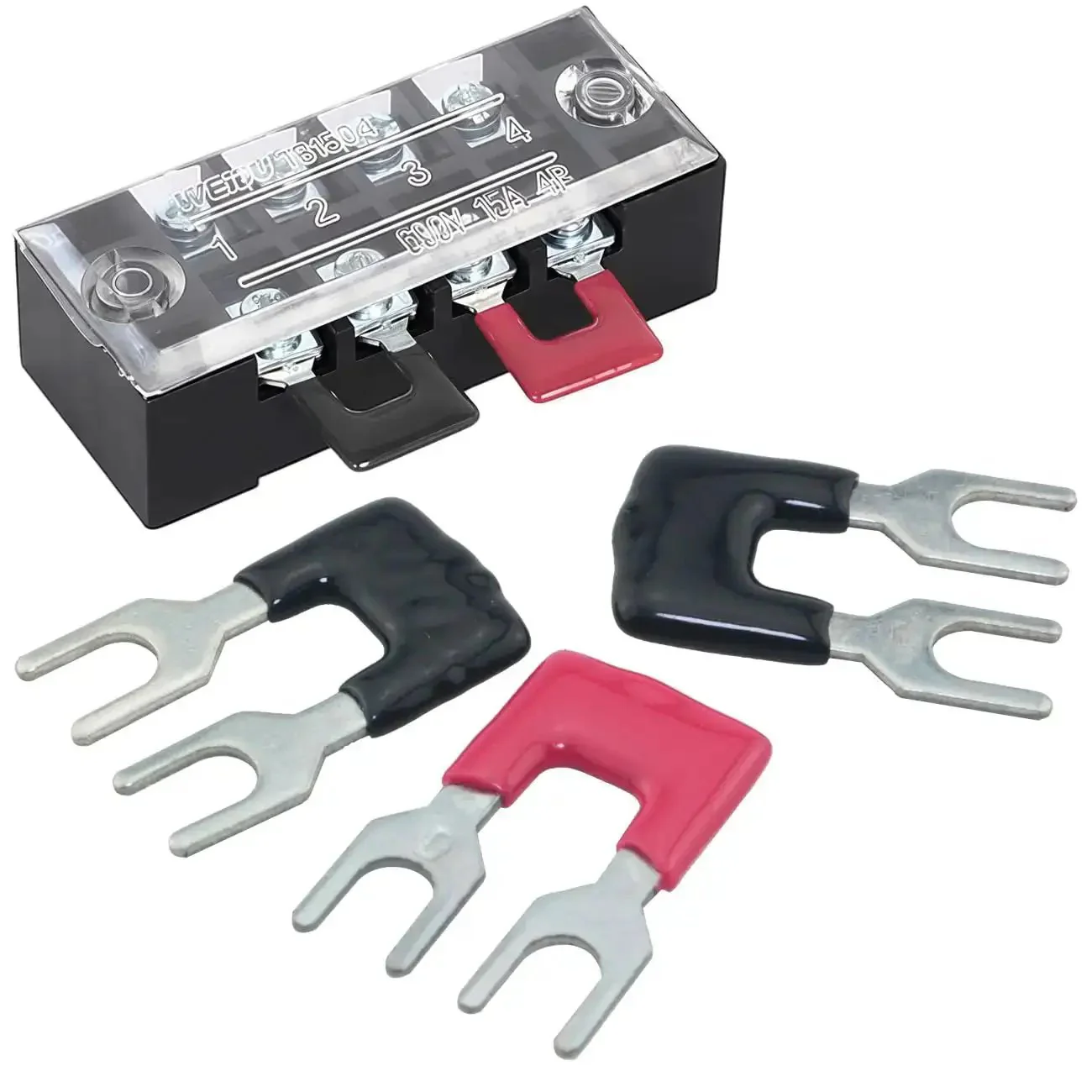 12 Pack Jumper Terminal Block TB 1502 Short Circuit Side Plug-In Connectors Black Red 0.35 Inch Pitch With Copper Conductors And PVC Fireproof Insulated Housing For Home Appliances, Shops And Distribution Panels - Image 3