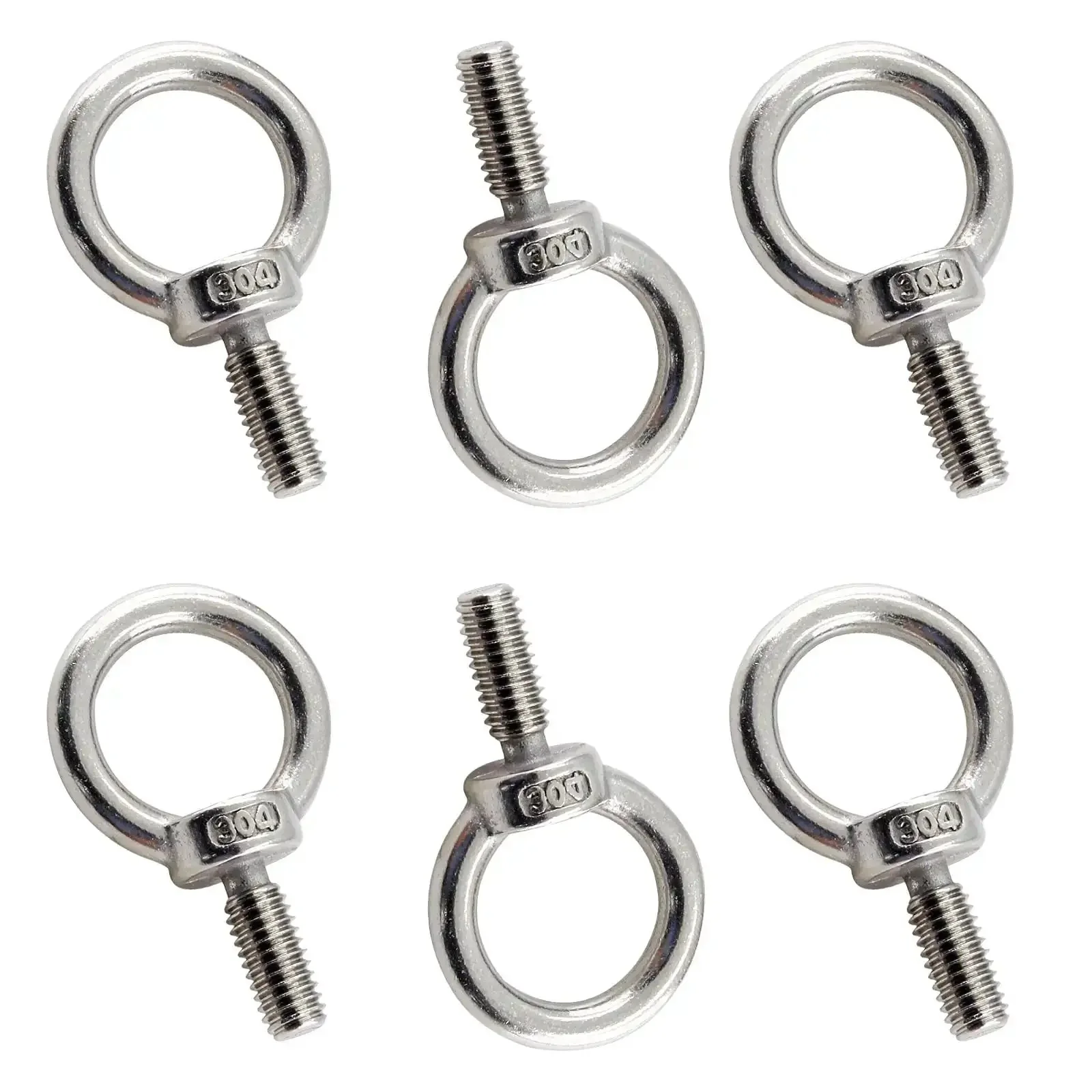12 Pack M6 Lifting Eye Bolts 304 Stainless Steel Heavy Duty Machinery Shoulder Ring Eye Bolts For Hoisting 6mm Thread 12mm Long With 17mm Ring Inner Diameter And 40mm Overall Length - Image 3