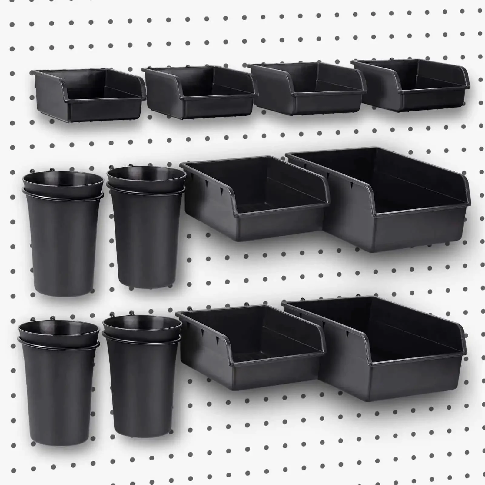 12 Pack Pegboard Bins And Cups Set For One Eighth And One Quarter Inch Pegboard Wall Organizer, Heavy Duty Containers For Craft Room, Garage Storage, Small Parts And Tool Organization - Image 3