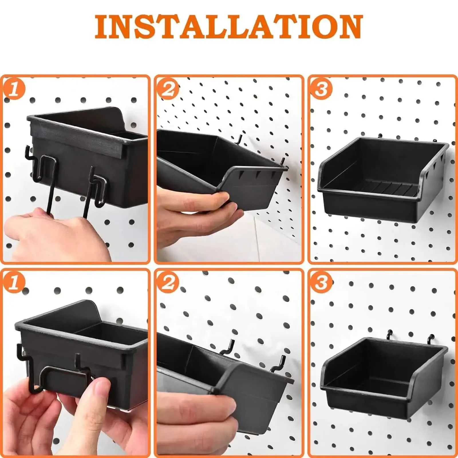 12 Pack Pegboard Bins And Cups Set For One Eighth And One Quarter Inch Pegboard Wall Organizer, Heavy Duty Containers For Craft Room, Garage Storage, Small Parts And Tool Organization - Image 5