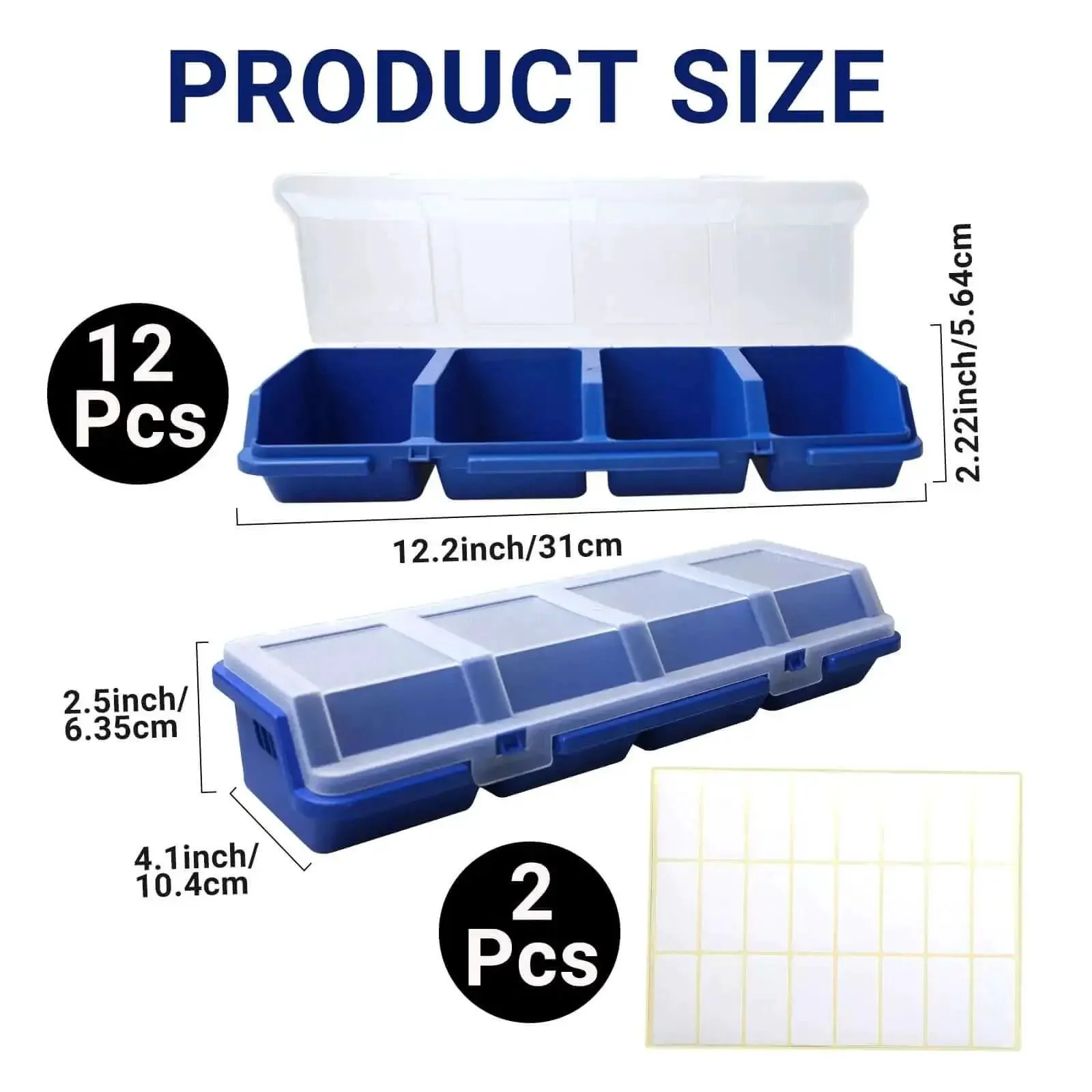 12 Pack Screw Organizer Boxes With Lids, Four-Compartment Dividers, Blue Toolbox Style Storage Case For Garage And Workshop, Keeps Small Parts, Screws, Bolts, Nuts, And Craft Supplies Sorted - Image 7