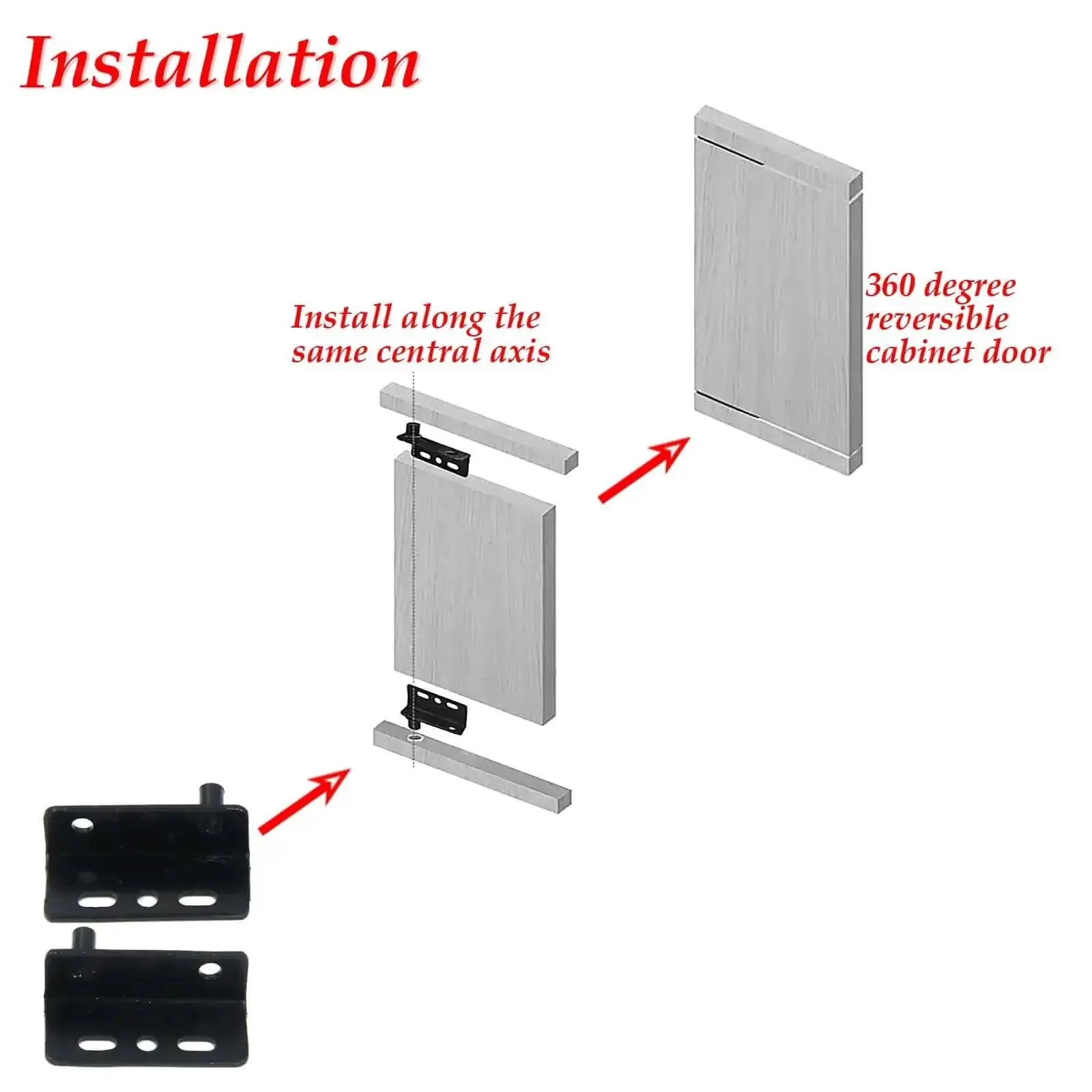 12 Pcs Pivot Hinges 1.57 Inch Concealed Heavy Duty Iron Hardware For Wood Doors Cabinets Drawers With 8mm Holes Black Finish Built To Last And Go To Quick Install - Image 2