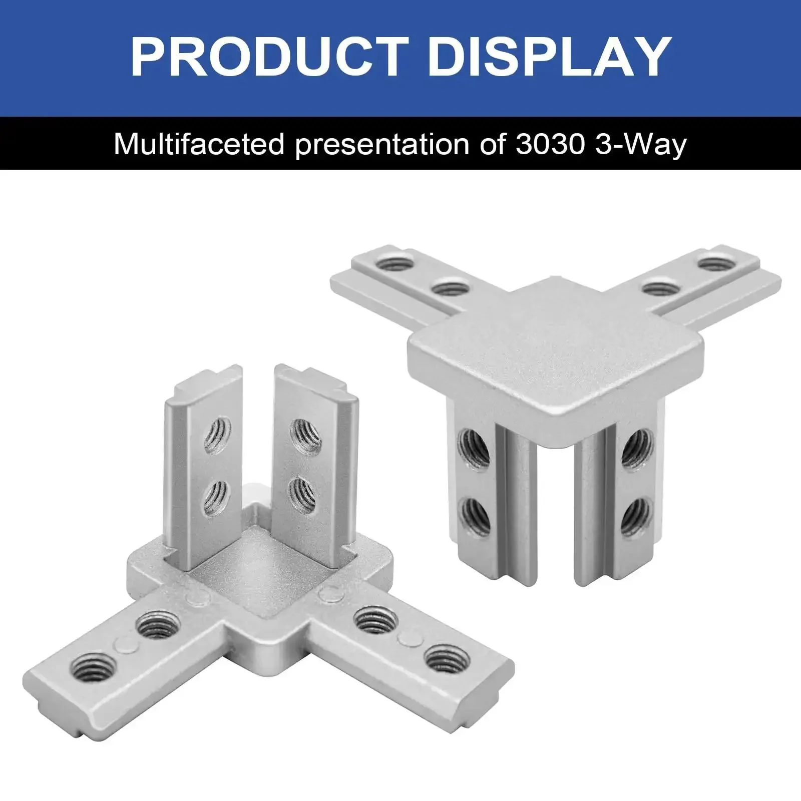 12 Piece 3030 3 Way Corner Brackets For Aluminum Extrusion 3030 Series Joint Connectors Silver With Screws And Wrench Included Heavy Duty Zinc Alloy Corrosion Resistant Abrasion Resistant Industrial Grade Hardware Accessory Pack - Image 3