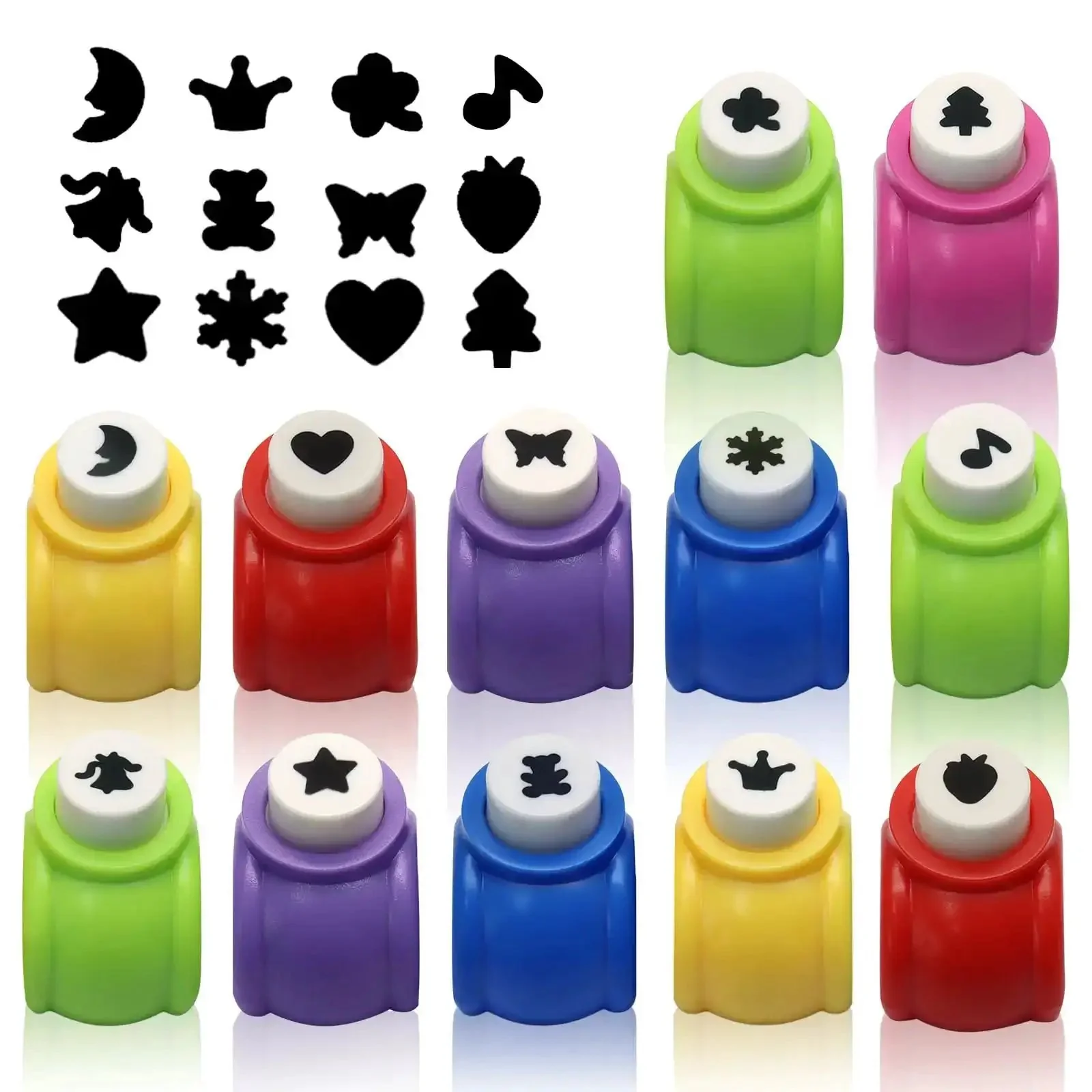 12 Piece Craft Hole Punch Shapes Set For Scrapbooking And Card Making Mini Paper Punchers Handy For Nail Art And DIY Crafts Grab And Go Ready Includes Star Heart Butterfly And More Assorted Colors For Quick Creative Projects