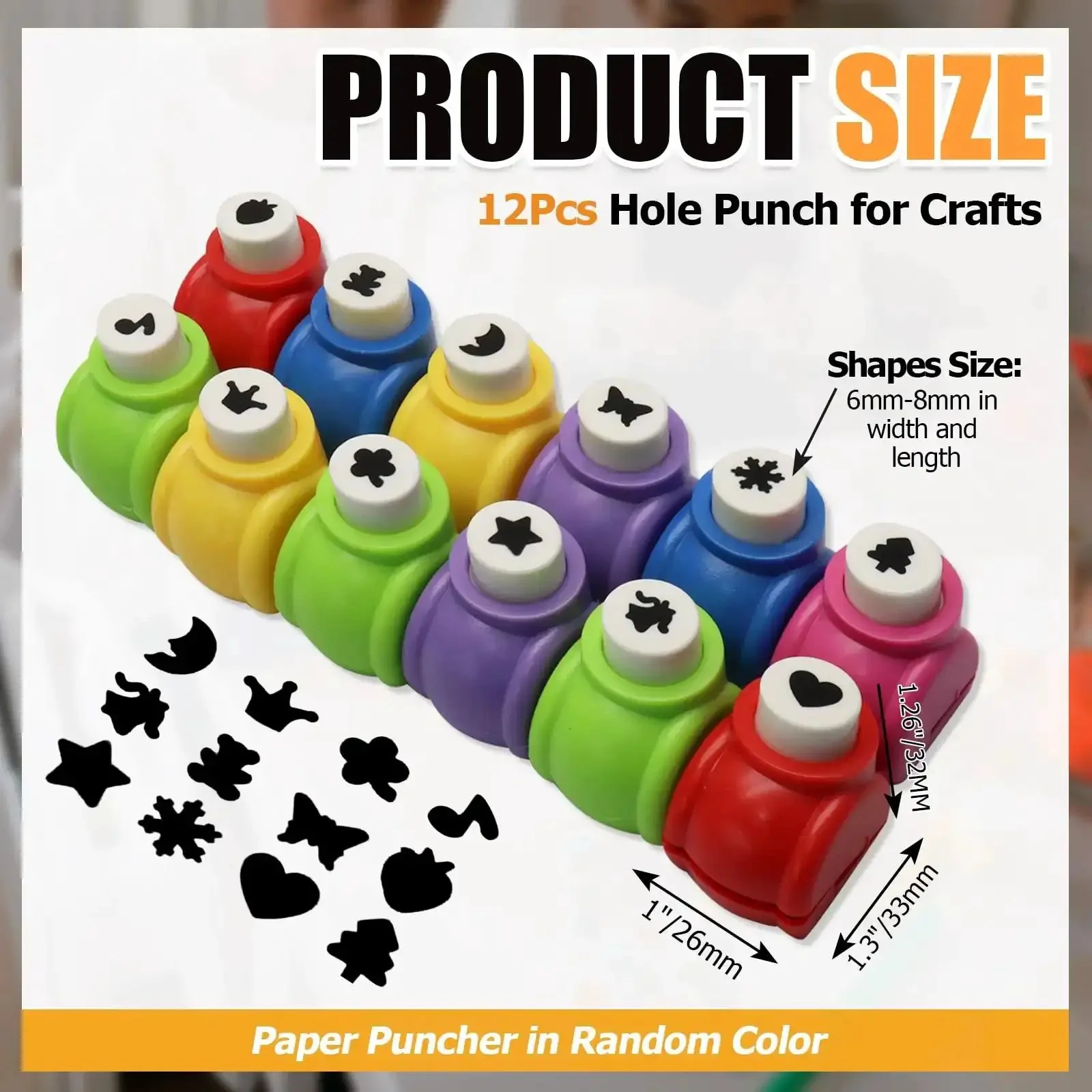 12 Piece Craft Hole Punch Shapes Set For Scrapbooking And Card Making Mini Paper Punchers Handy For Nail Art And DIY Crafts Grab And Go Ready Includes Star Heart Butterfly And More Assorted Colors For Quick Creative Projects - Image 6