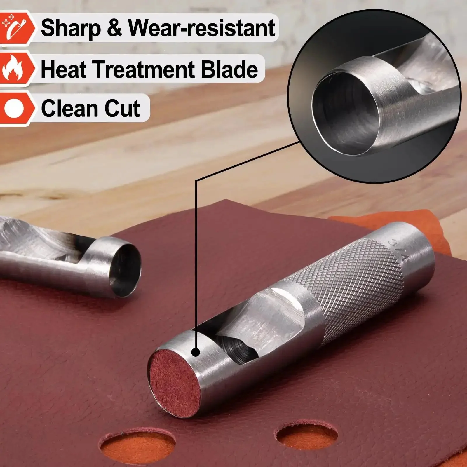 12 Piece Hollow Leather Punch Set Made Of Steel, Heavy Duty Round Hole Punch Kit With Size Range 1/8 To 3/4 Inch, Perfect For Leather Belts, Watch Bands, Garments, Gaskets, And More, Includes Handy Storage Bag - Image 7