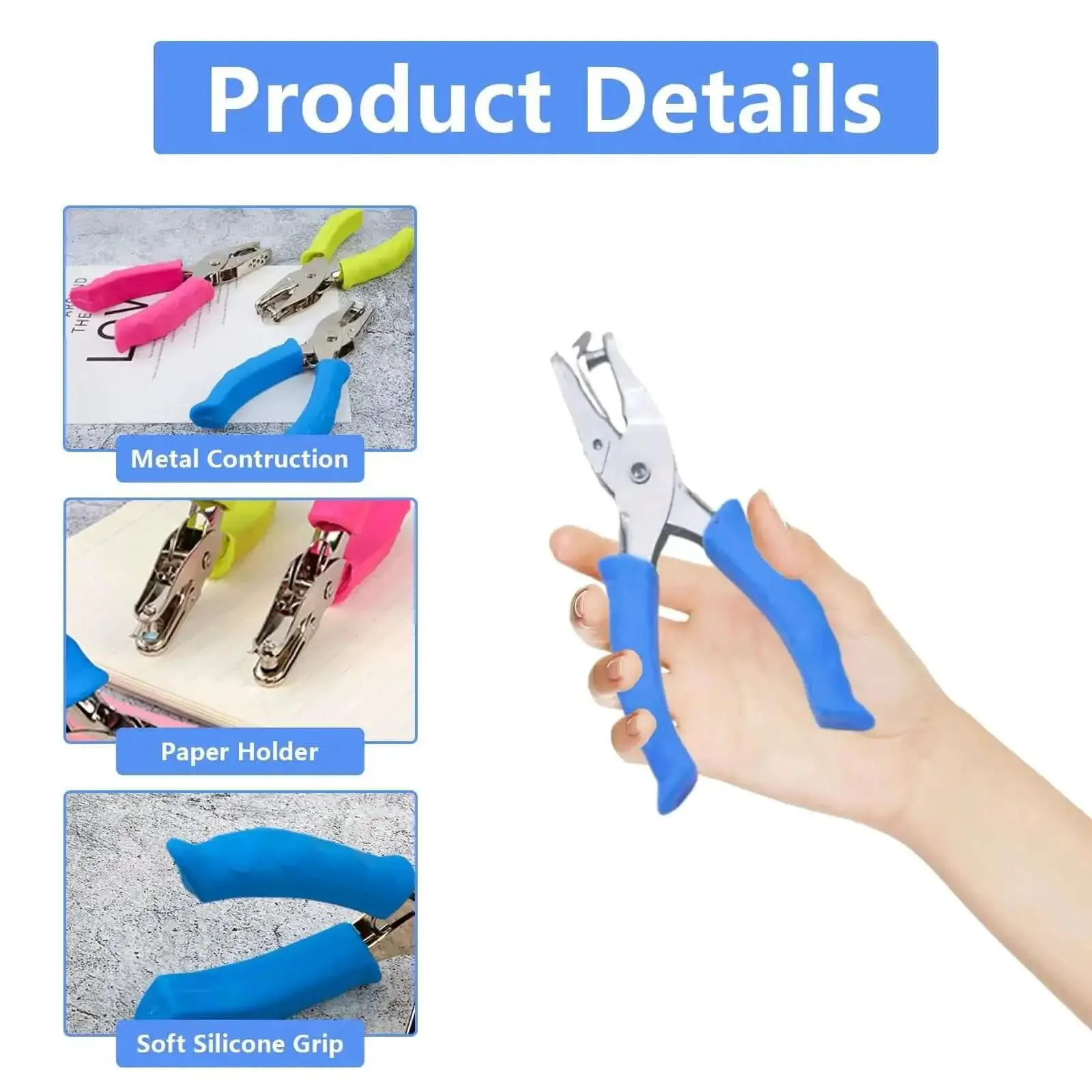 12 Piece Multicolor Single Hole Puncher Set, Quarter Inch Metal Handheld Circle Punch With Soft Grip For Craft Paper Labels Greeting Cards Notebooks, Durable DIY Craft Tool For Quick Precise Holes - Image 7