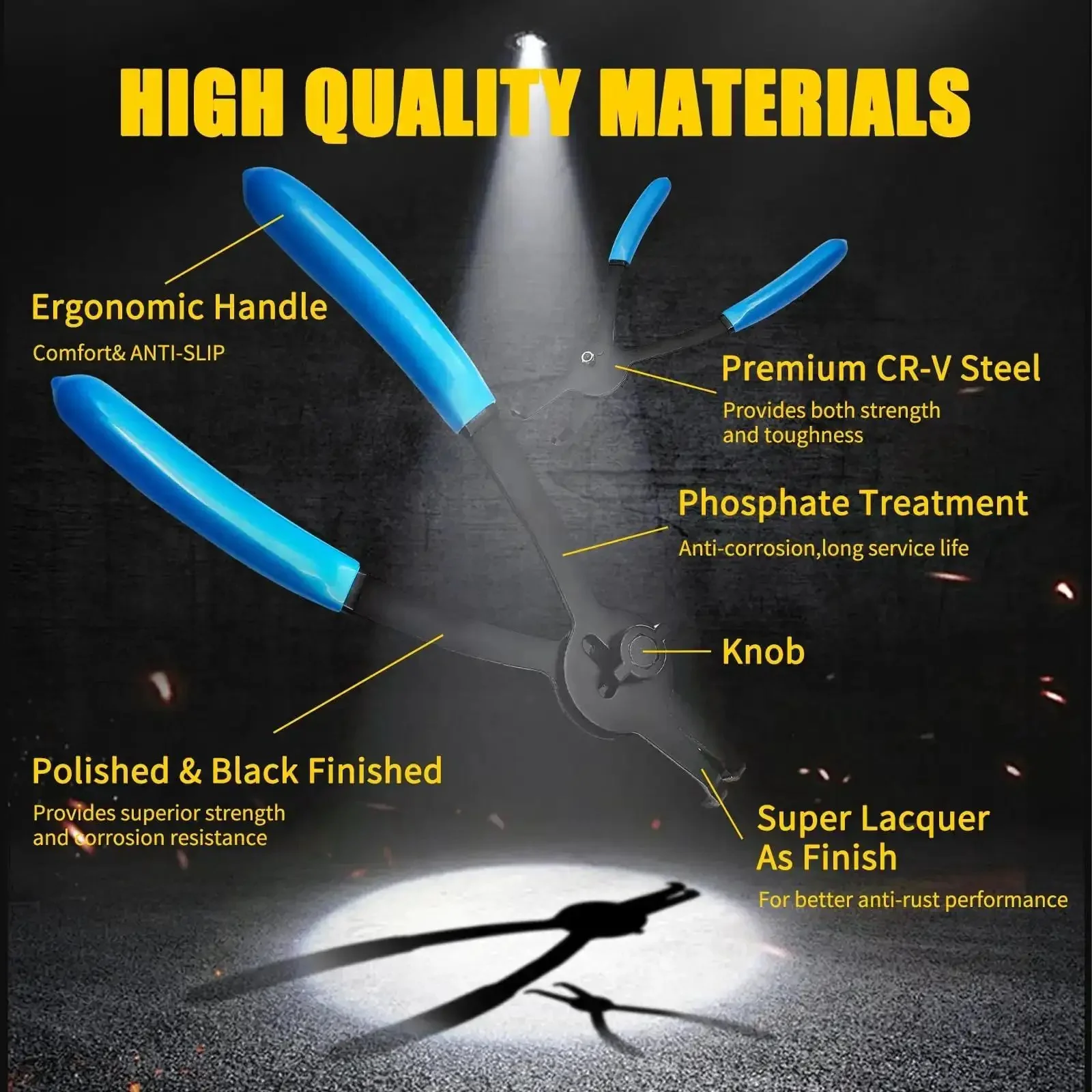 12-Piece Snap Ring Pliers Set For Internal And External Retaining Rings, Pro-Grade Heavy-Duty Convertible Pliers With Four Tip Sizes (0.038, 0.047, 0.070, 0.090 In), One-Button Quick Swap For Auto Repair, Machinery, And DIY Projects - Image 8