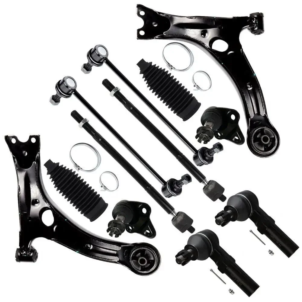 12 Piece Suspension Kit For Toyota Corolla 2009 To 2013 Front Lower Control Arm Lower Ball Joint Inner Outer Tie Rod End With Boot Sway Bar End Link Heavy Duty Steel Replacement Set For Long Lasting Performance