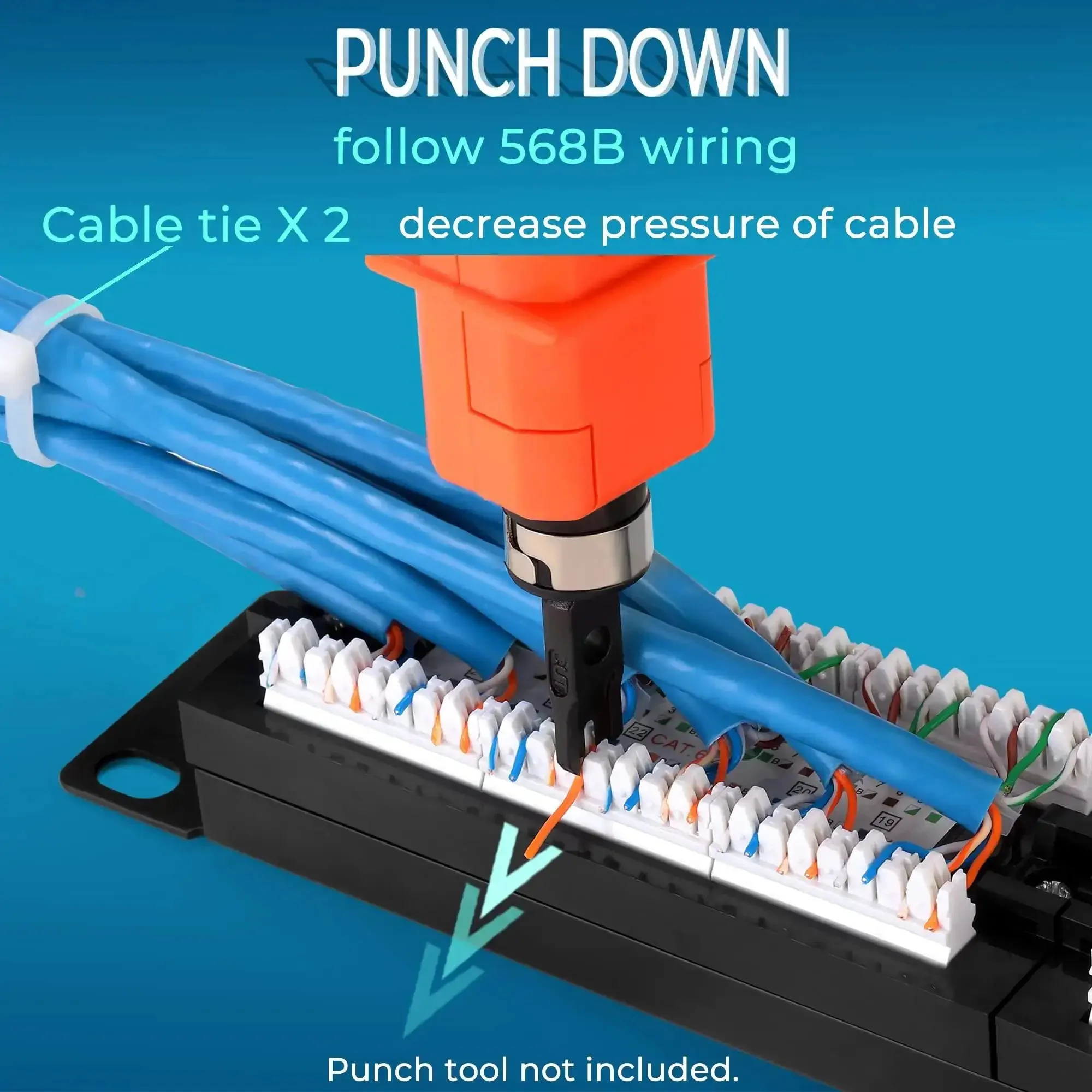 12 Port Cat6 Patch Panel With 10G Support For Home Networking, 1U Wall Mount Ethernet Patch Panel UTP 10 Inch Punch Down Block, Compatible With Cat5e Cat5 Cabling, High Speed Network Organizer - Image 5
