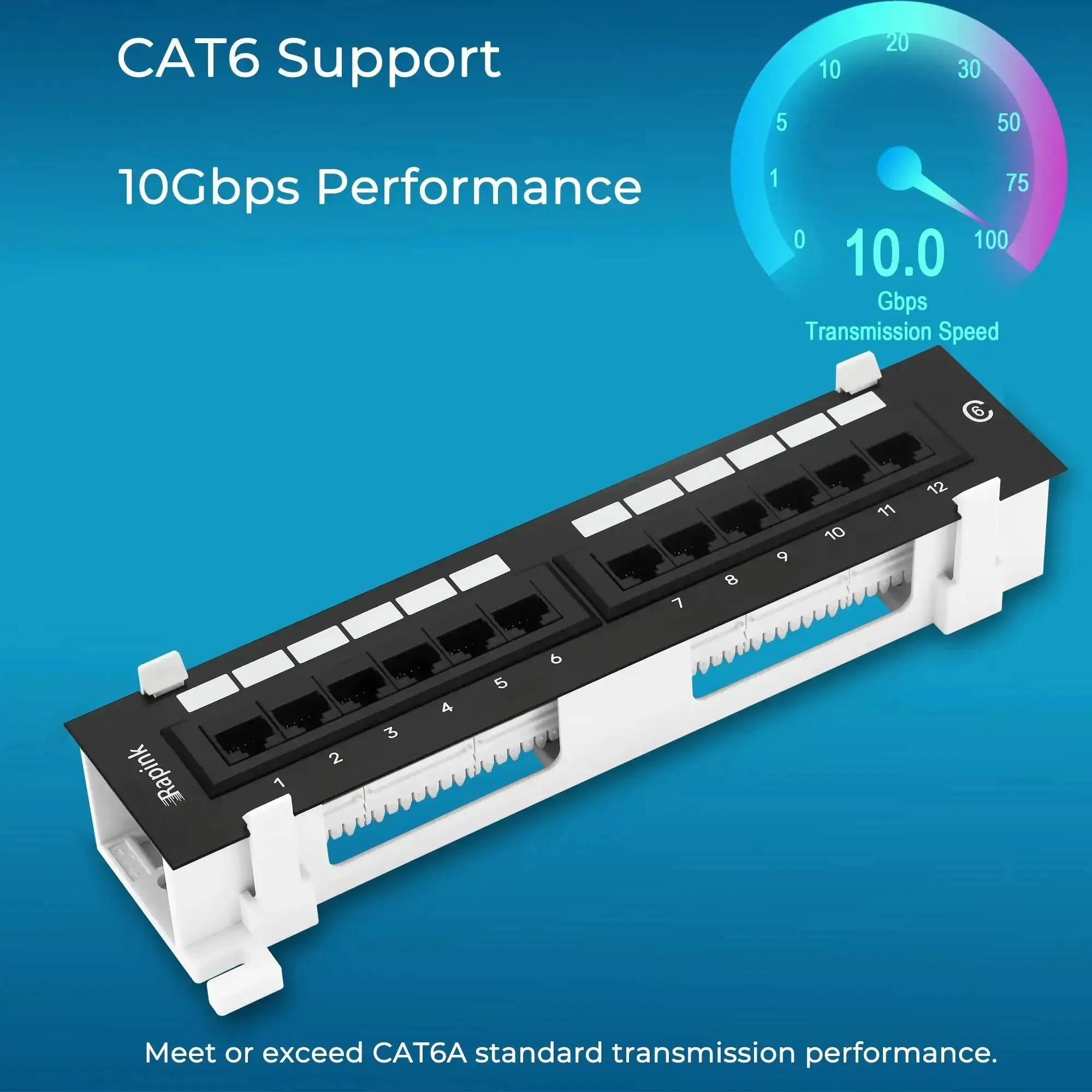 12 Port Cat6 Patch Panel With 10G Support For Home Networking, 1U Wall Mount Ethernet Patch Panel UTP 10 Inch Punch Down Block, Compatible With Cat5e Cat5 Cabling, High Speed Network Organizer - Image 6