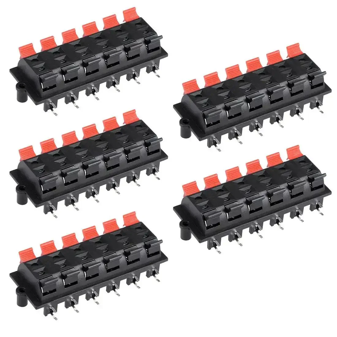 12 Way Jack Socket Spring Push Release Connector Speaker Terminal Strip Block For DIY Speaker Builds And Upgrades, 12 Pins, Push Type, Spring Loaded, Solid Connection, Red Black Coding, 100V 1.5A