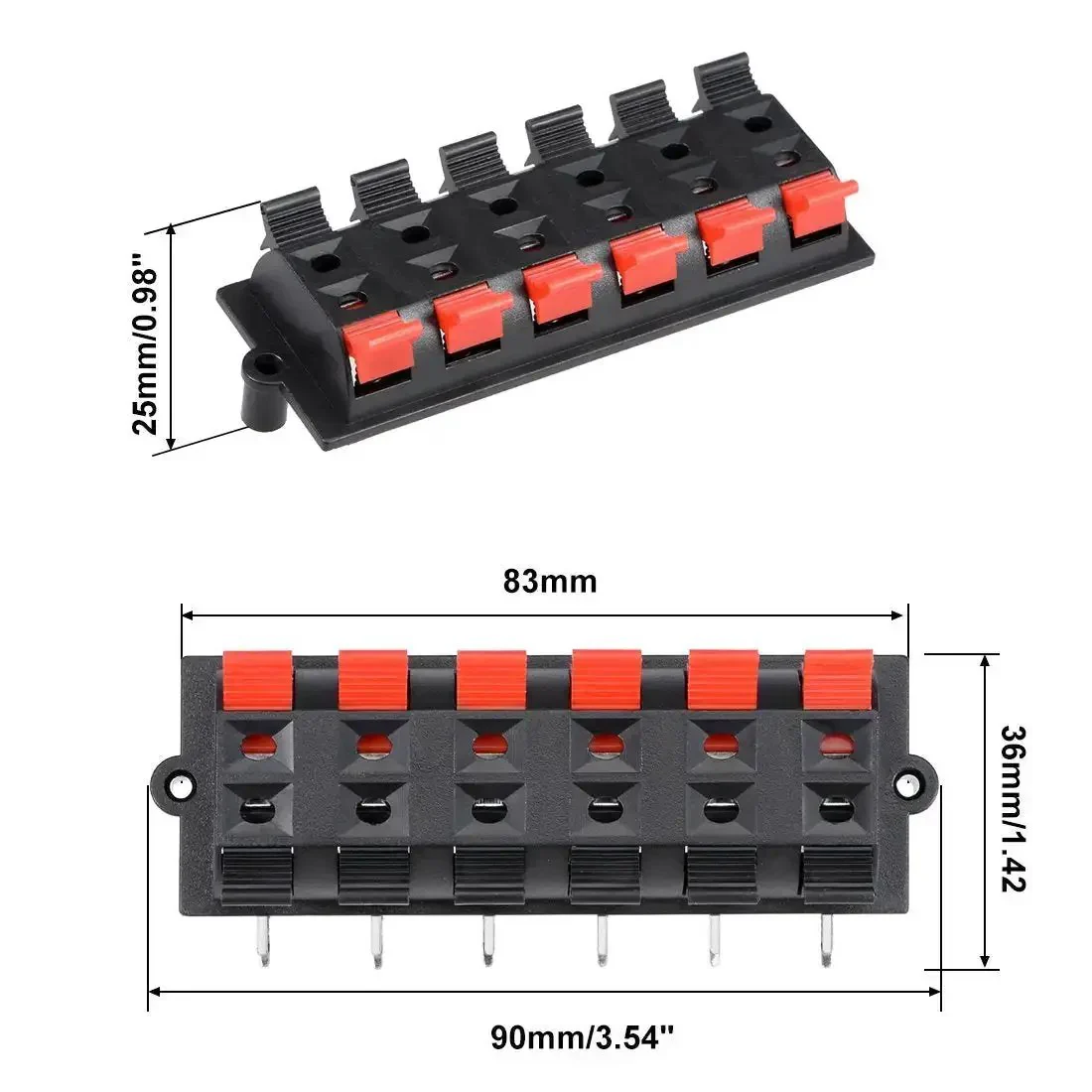 12 Way Jack Socket Spring Push Release Connector Speaker Terminal Strip Block For DIY Speaker Builds And Upgrades, 12 Pins, Push Type, Spring Loaded, Solid Connection, Red Black Coding, 100V 1.5A - Image 2