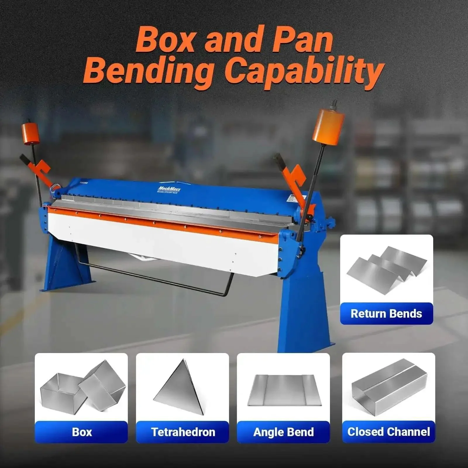 120 Inch Manual Sheet Metal Brake With 14 Gauge Capacity Pro Grade Built Tough For Big Jobs, Adjustable Fingers, Heavy Duty Steel Construction, Precision Box And Pan Bending, Model PB12014 - Image 3