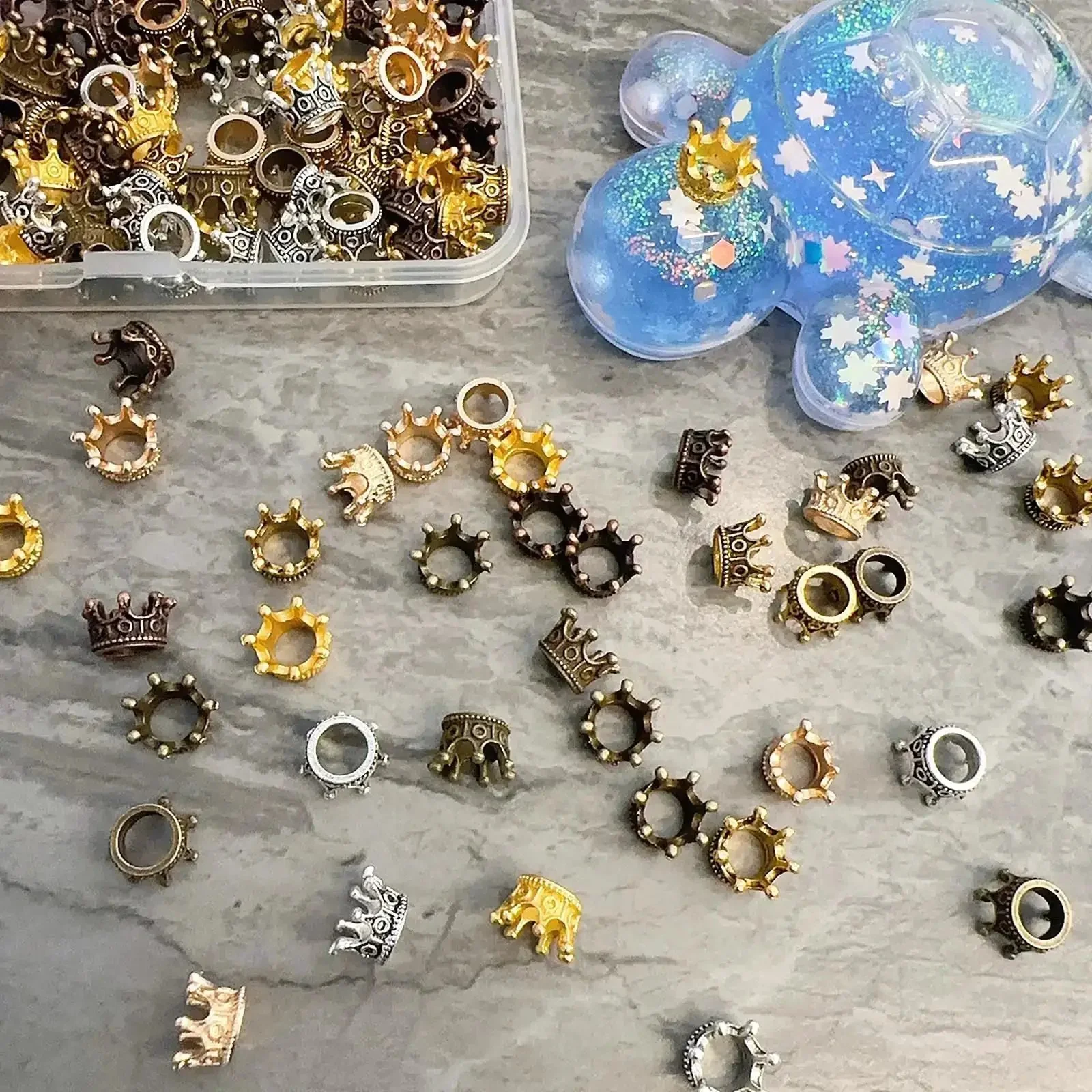 120 Pcs Mini Crown Charms 3D Alloy King Crown Beads Bulk Large Hole Spacer Beads For Jewelry Making DIY Craft Bracelet Necklace Supplies Bling Ready For Bead Artists And DIY Jewelry Lovers Ideal For Craft Projects And Jewelry Making On The Regular - Image 5