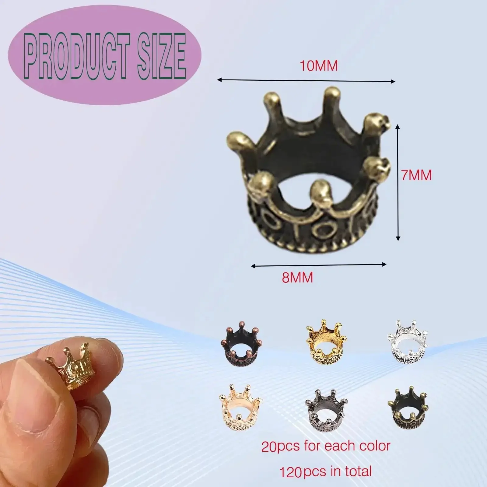 120 Pcs Mini Crown Charms 3D Alloy King Crown Beads Bulk Large Hole Spacer Beads For Jewelry Making DIY Craft Bracelet Necklace Supplies Bling Ready For Bead Artists And DIY Jewelry Lovers Ideal For Craft Projects And Jewelry Making On The Regular - Image 7