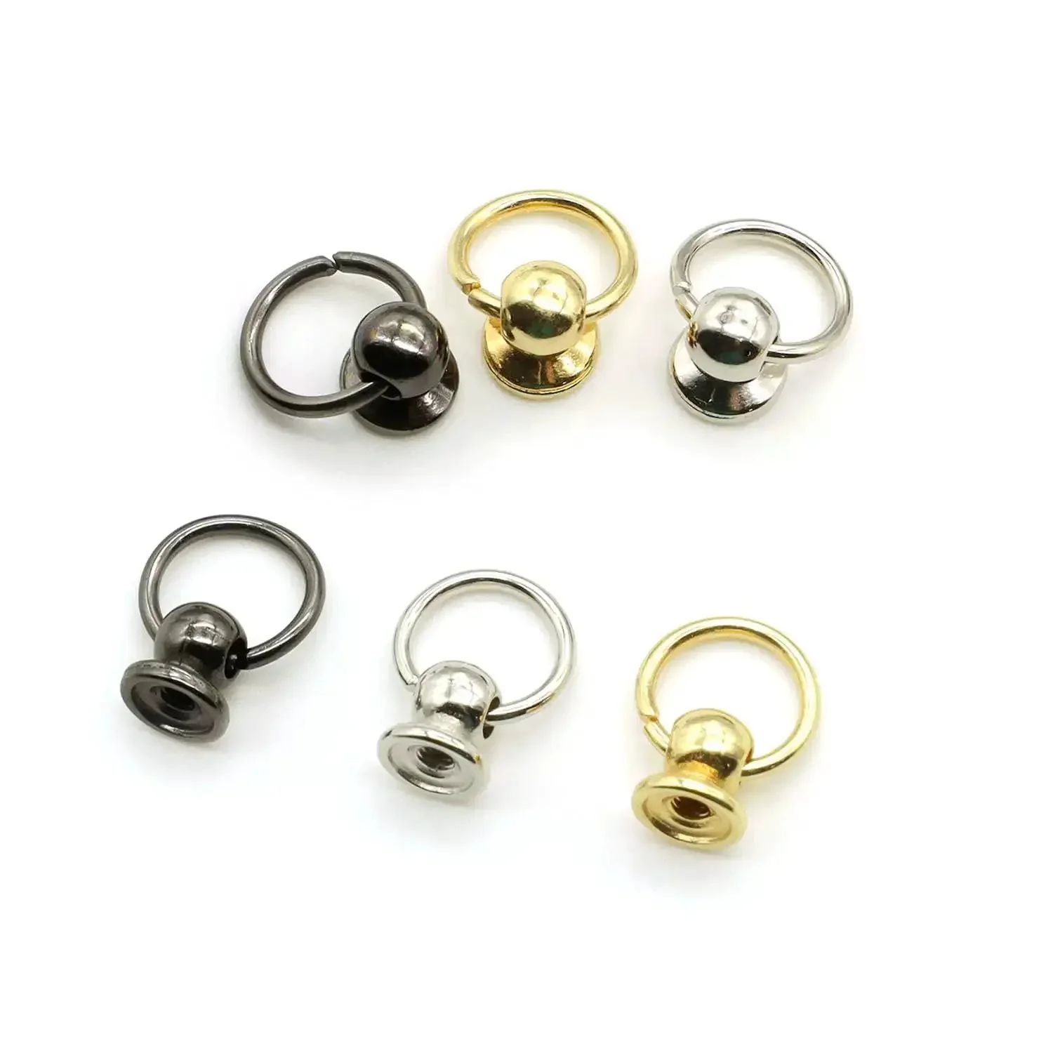 120 Pcs Screwback Round Head Rivets With Pull Ring Studs For DIY Leather Craft Bags Wallets Purses Shoes Belts Hats Jeans And More Includes Mini Screwdriver 8mm Zinc Alloy Hardware - Image 2