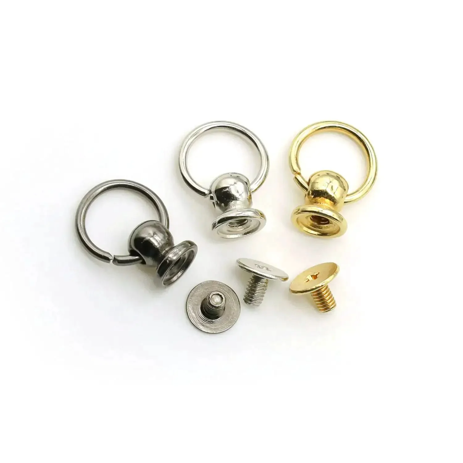 120 Pcs Screwback Round Head Rivets With Pull Ring Studs For DIY Leather Craft Bags Wallets Purses Shoes Belts Hats Jeans And More Includes Mini Screwdriver 8mm Zinc Alloy Hardware - Image 3