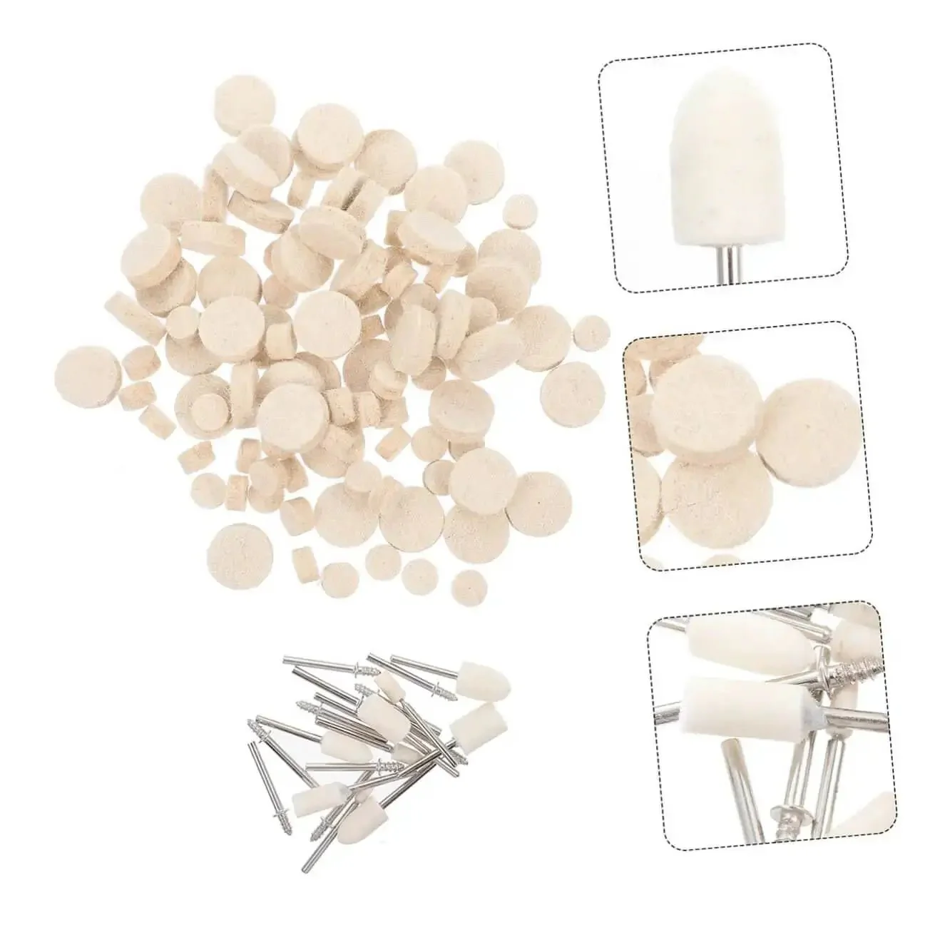 120 Pcs Wool Polishing Wheels Set With Arbor Shaft For Rotary Tools Buffing Pads Kit For Pro Grade Industrial And Scientific Buffing Applications Great For Detail Work And Fine Finishing In Shops And Garages - Image 4