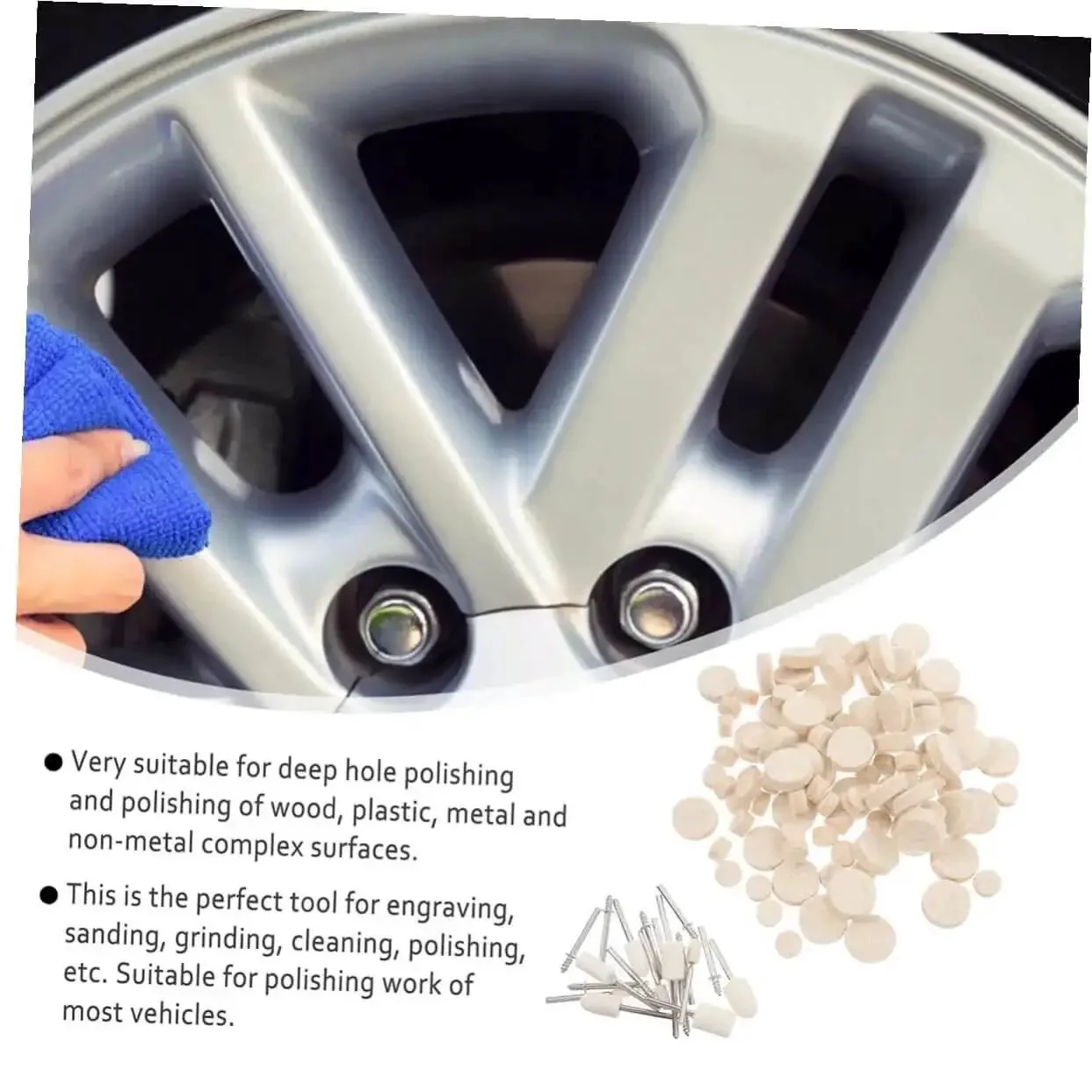 120 Pcs Wool Polishing Wheels Set With Arbor Shaft For Rotary Tools Buffing Pads Kit For Pro Grade Industrial And Scientific Buffing Applications Great For Detail Work And Fine Finishing In Shops And Garages - Image 8