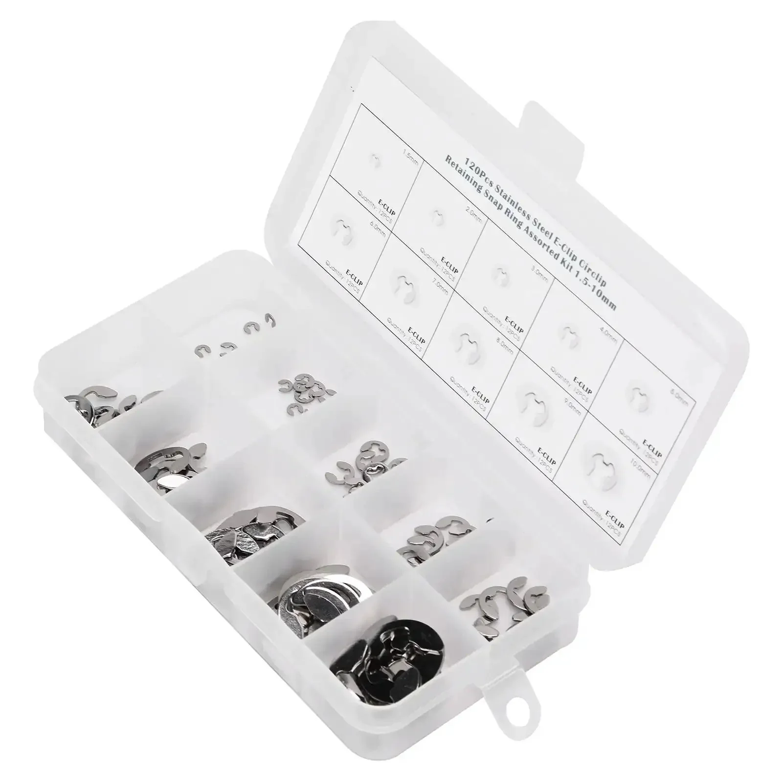 120 Piece E Clip Set In Stainless Steel External Retaining Rings Circlips From 1.5mm To 10mm With Smooth No Burr Edges For Easy Clean Fit And Durable Performance Great For DIY Projects And Mechanical Repairs On The Go - Image 6