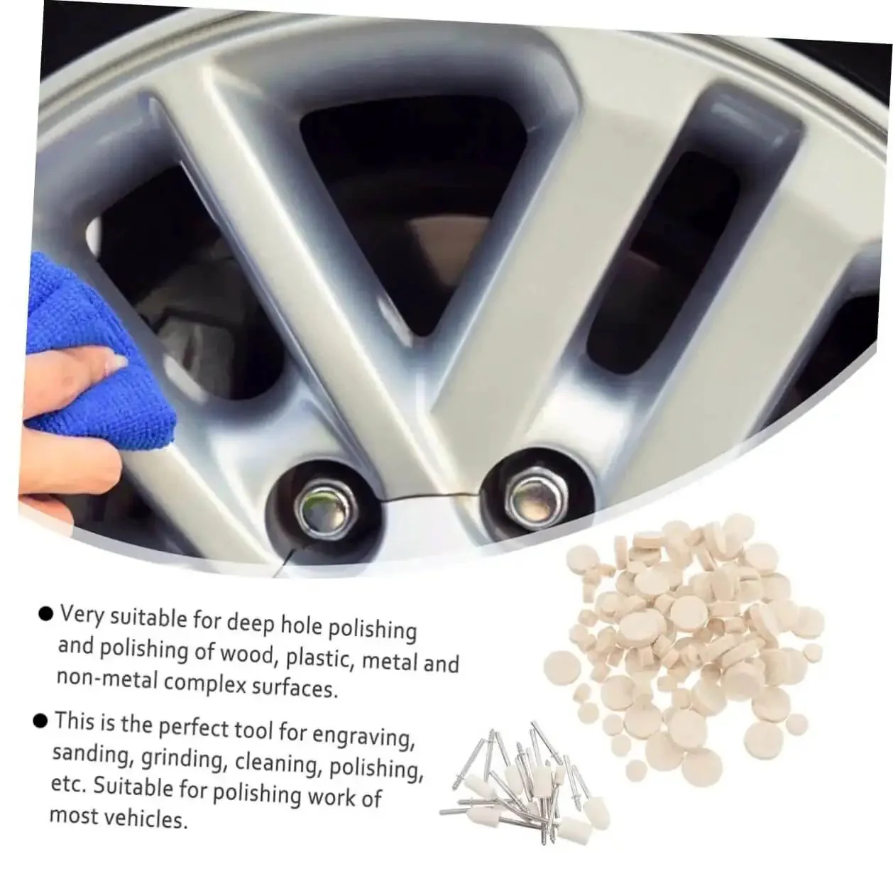 120 Piece Wool Felt Polishing Wheel Set With Arbor Shaft And Rotary Buffing Pads For Polisher Tools Pro Grade Industrial Kit For Metal And Wood Finishing - Image 8