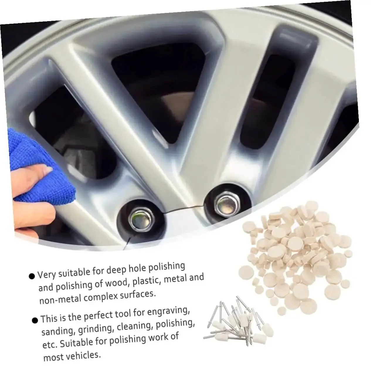 120 Piece Wool Polishing Tools Set With Shank Wool Felt Buffing Wheels For Rotary And Drill Polisher Pro Grade Polishing Wheel Kit For Metal Wood And Automotive Finishing - Image 4