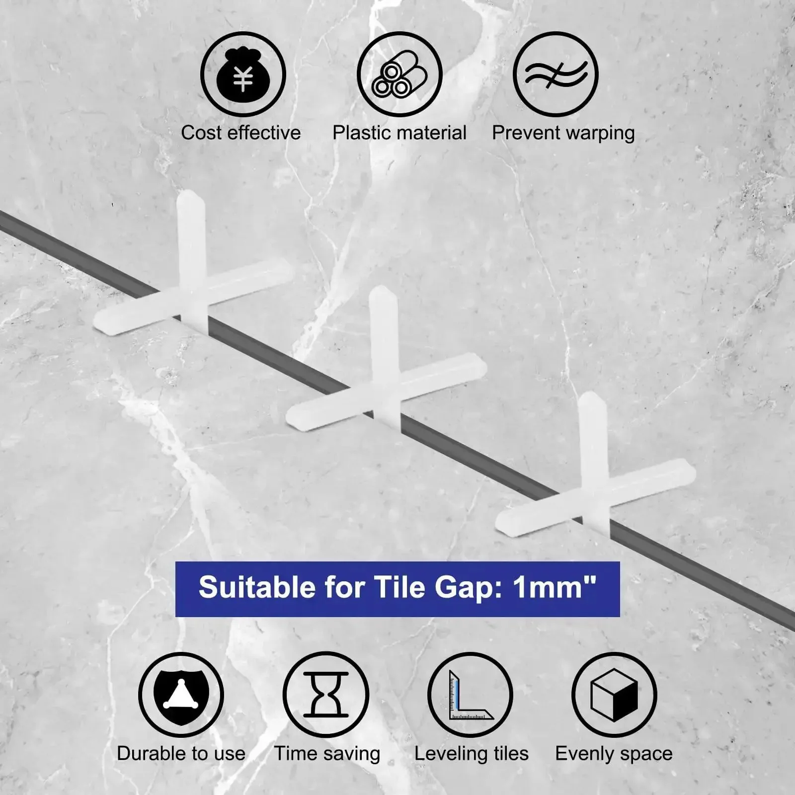 1200 Pcs Cross Shape Tile Spacers 1mm Gap For Ceramic Tile Installation White Durable PP Plastic Tiling Tools For Precise Grout Lines On Walls And Floors Great For DIY Tile Projects - Image 4