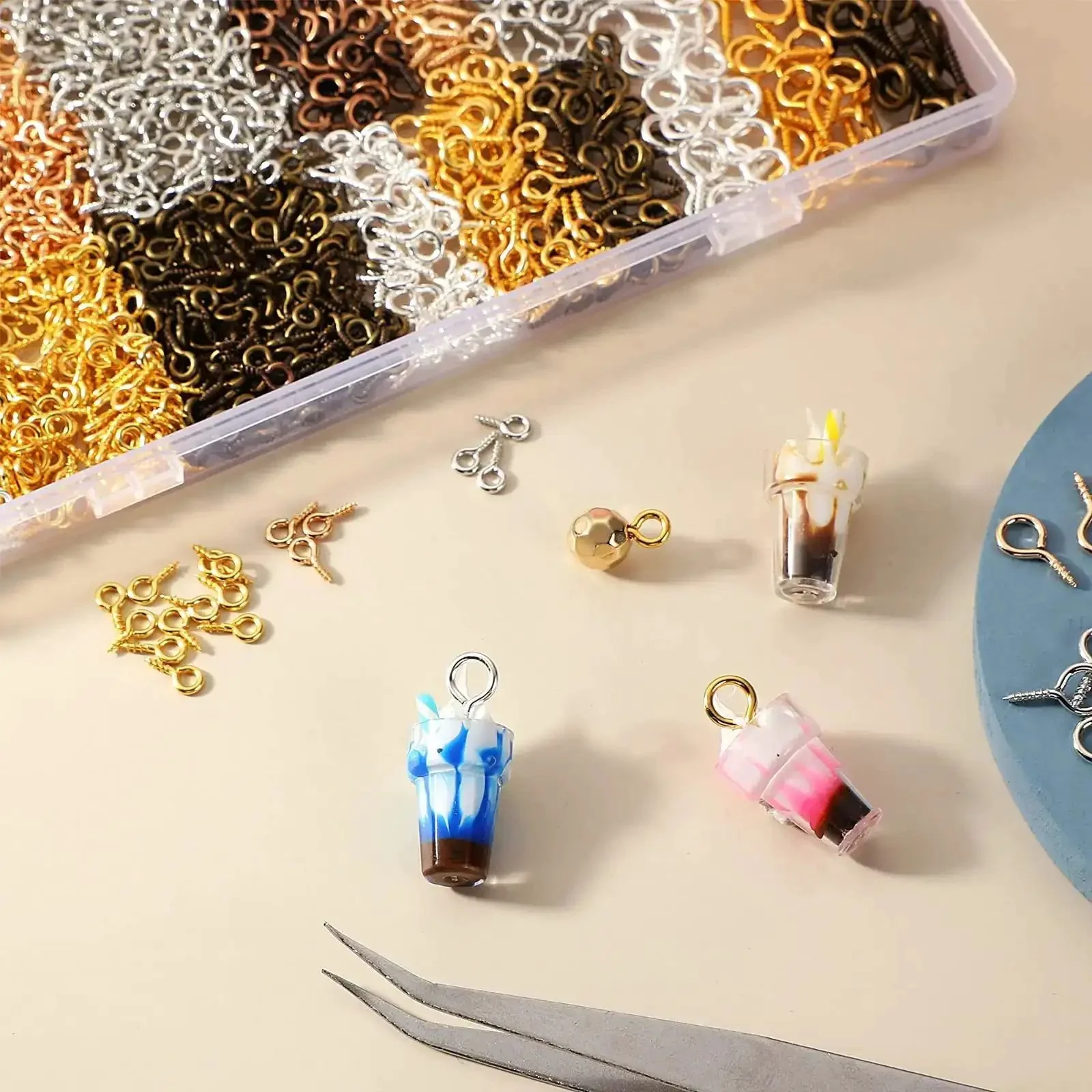1200 Pcs Small Screw Eye Pins For Pro DIY Jewelry Making Kit With Multicolor Mini Eye Screws In 3 Sizes 0.16 X 0.32 In, 0.2 X 0.39 In, 0.24 X 0.5 In For DIY Art Craft Projects - Image 2
