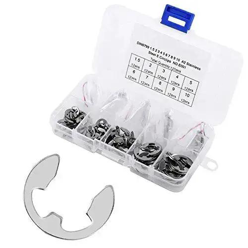 120Pcs 304 Stainless Steel E Clip Retaining Snap Ring Circlip Kit 1.5 To 10 Mm With Labeled Storage Box Built Tough For Outdoor Use And Humidity Resistance, Quick Grab And Easy Install For Shaft Grooves In Industrial Machines - Image 3