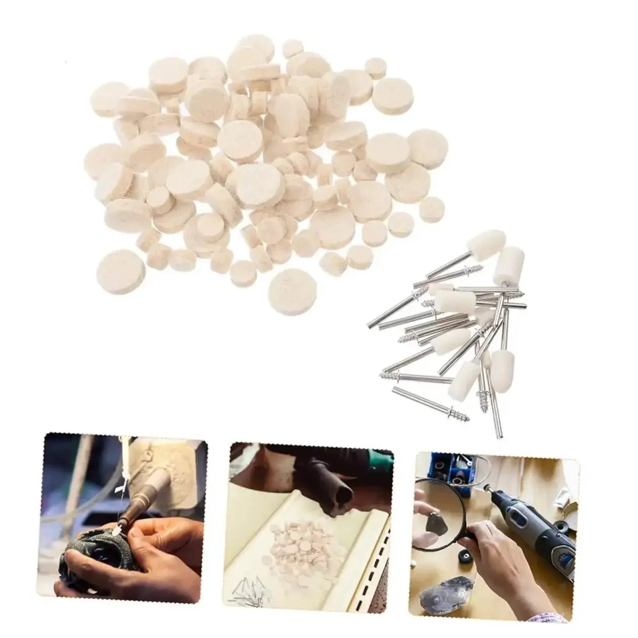 120Pcs Wool Felt Polishing Wheels Set With Shank For Rotary Polisher Pro Grade Wool Buffing Tools Kit For Metal And Wood Finishing Industrial Grinding And Polishing Accessories - Image 4