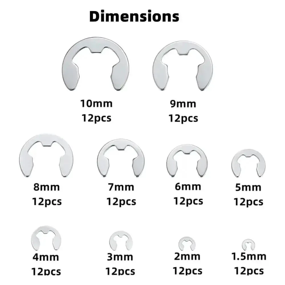 120Piece Metal E Clip Assortment Kit With Durable E Retaining Rings In Sizes From 1.5Mm To 10Mm, Heavy Duty Precision Set For Auto Enthusiasts, Machinery And DIY Gear, Includes 12 Pieces Of Each Size For Quick, Reliable Fixes - Image 4