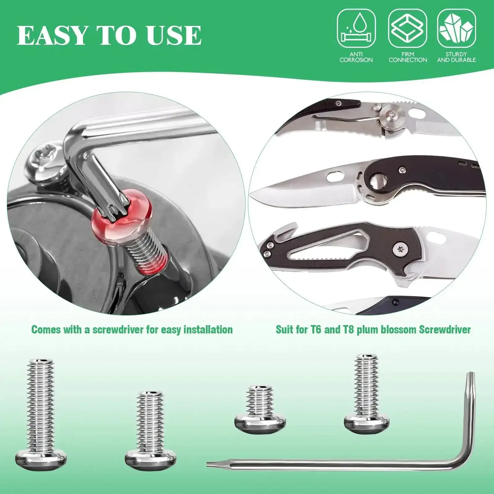 121 Piece 304 Stainless Steel Pocket Blade Knife Handle Screws Assortment Set Including M2 And M2.5 Machine Screws EDC Folding Hilt Fasteners Knifemakers Rivets For DIY Repair Torx Driver Included - Image 4