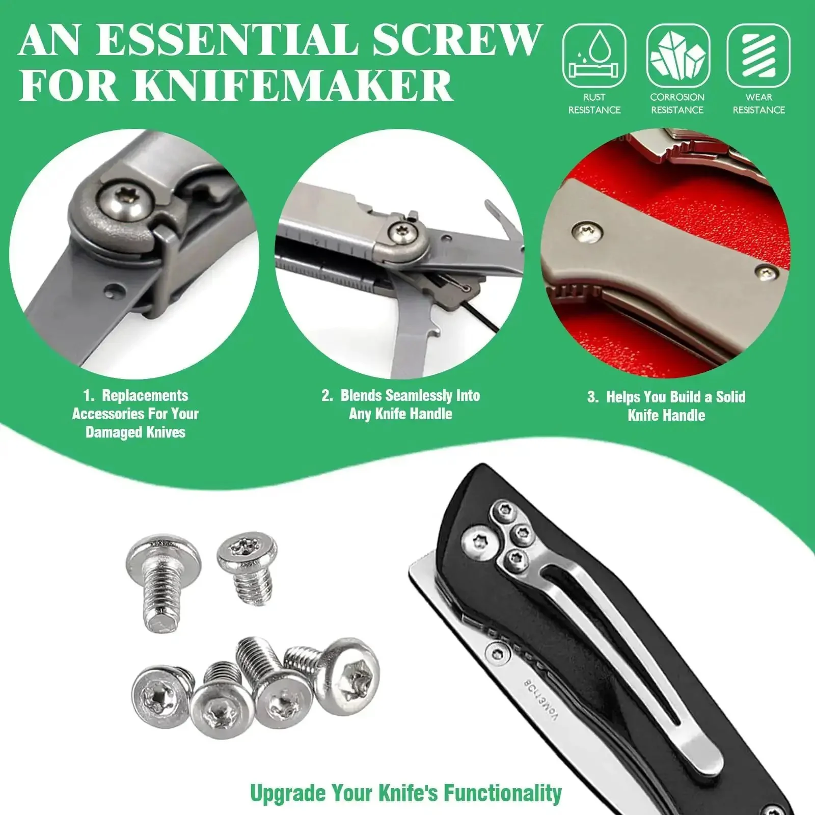 121 Piece 304 Stainless Steel Pocket Blade Knife Handle Screws Assortment Set Including M2 And M2.5 Machine Screws EDC Folding Hilt Fasteners Knifemakers Rivets For DIY Repair Torx Driver Included - Image 5