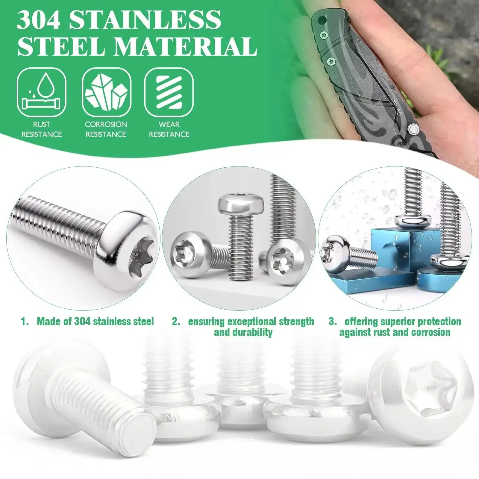 121 Piece 304 Stainless Steel Pocket Blade Knife Handle Screws Assortment Set Including M2 And M2.5 Machine Screws EDC Folding Hilt Fasteners Knifemakers Rivets For DIY Repair Torx Driver Included - Image 6