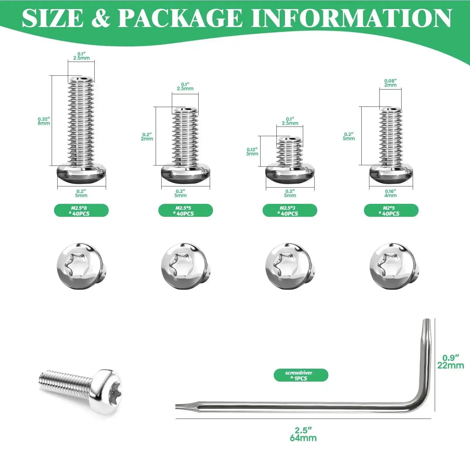 121 Piece 304 Stainless Steel Pocket Blade Knife Handle Screws Assortment Set Including M2 And M2.5 Machine Screws EDC Folding Hilt Fasteners Knifemakers Rivets For DIY Repair Torx Driver Included - Image 7