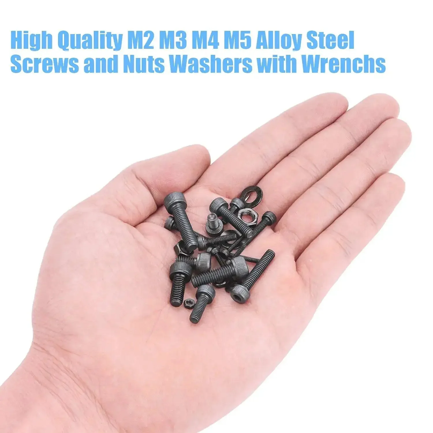 1220 Piece M2 M3 M4 M5 Hex Socket Head Cap Bolts Set With Nuts Washers Screws And Hex Wrenches In Twelve Point Nine Grade Alloy Steel Heavy Duty Kit For Home And Shop Use - Image 3