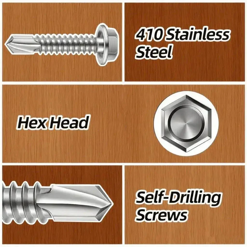 125 Piece Self Tapping Screws Kit In 410 Stainless Hex Head Assortment For Sizes Ten And Twelve, Pro Grade Self Drilling Screws For Metal And Wood, HVAC Ductwork, DIY Home Repair Projects, Rust Proof And Built To Last - Image 3
