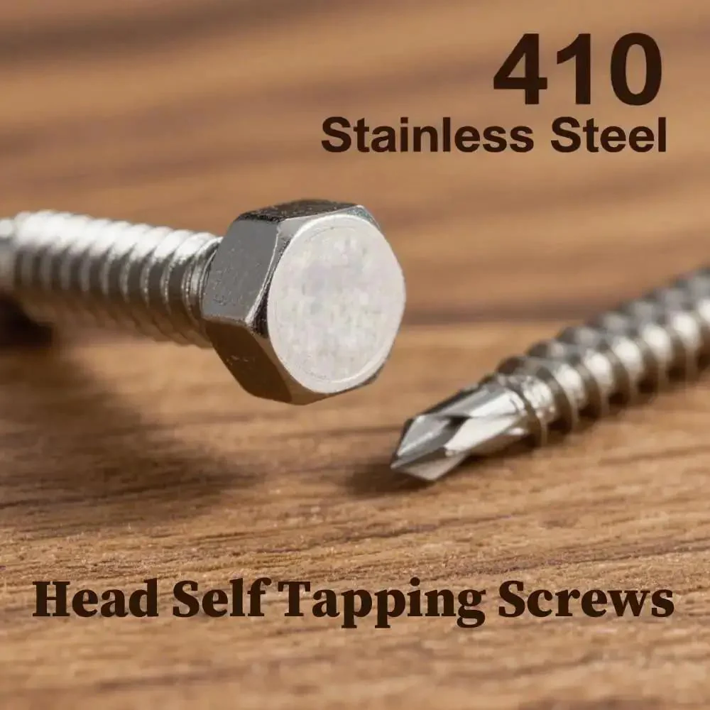 125 Piece Self Tapping Screws Kit In 410 Stainless Hex Head Assortment For Sizes Ten And Twelve, Pro Grade Self Drilling Screws For Metal And Wood, HVAC Ductwork, DIY Home Repair Projects, Rust Proof And Built To Last - Image 4