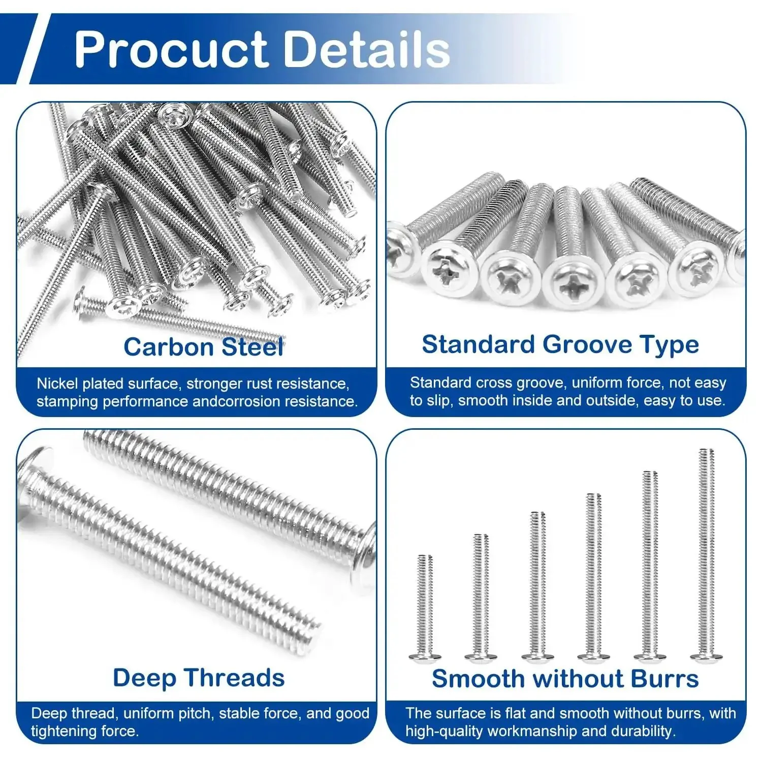125Pcs Cabinet Screws And Drawer Knobs Kit With M4 Machine Screws Assortment, Pan Washer Head Pro Grade Hardware, M4x25 30 35 40 45 50mm, Heavy Duty Metal Phillips Screws For Cabinets, Drawers, Cupboards, Closets Installation - Image 5