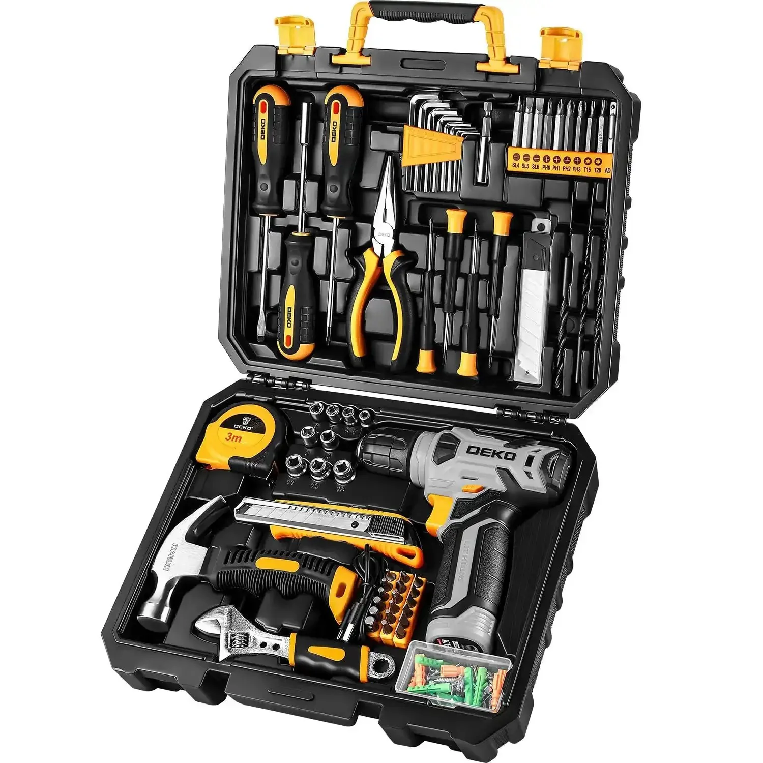 126 Piece DIY Tool Kit With 8V Cordless Drill, Handy Tool Box Set For Home Repair And Handyman Projects, Lightweight Hand Drill For Wood And Plastic, Easy Bit Change, For Pros And DIYers, Perfect Gift For Men And Women