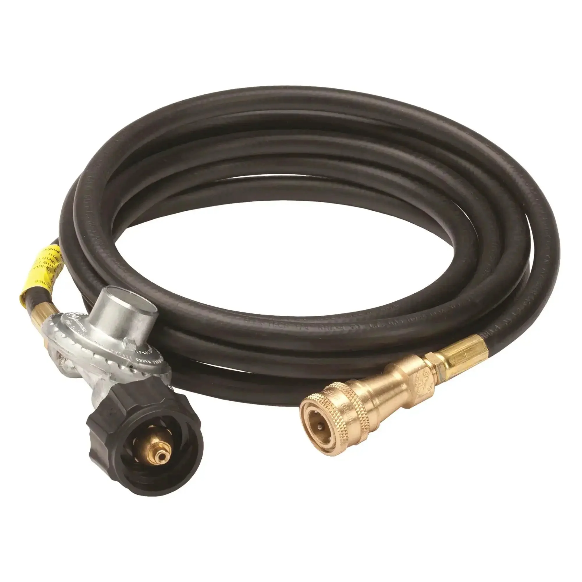 12Ft Big Buddy Propane Hose With Regulator For Indoor Outdoor Heaters, Brass Fittings, POL Connection To 20 Pound Tank, High Pressure To Low Pressure Regulator, Durable Flexible Gas Line