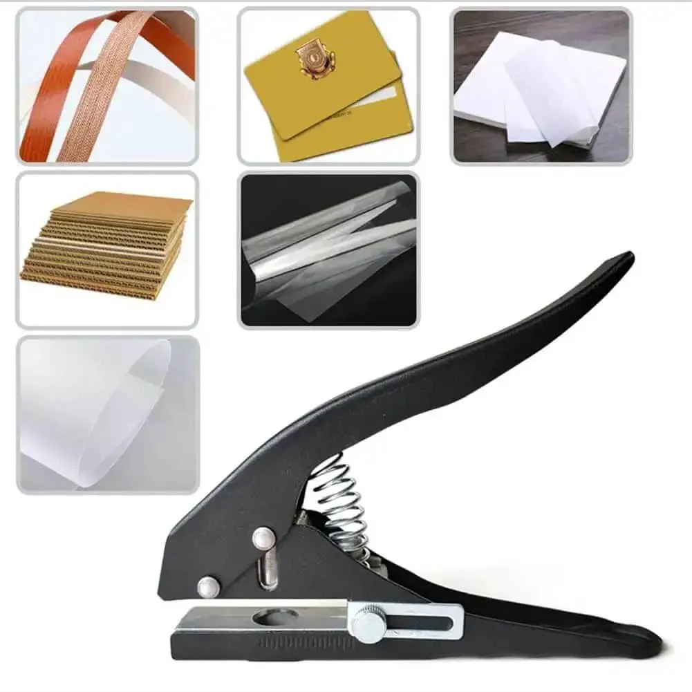 12mm Circle Hole Punch For ID Cards And PVC Badges Hand Held Round Paper Punch Grab And Go Easy To Use With 0 To 25mm Adjustable Feed Mess Free Desktop Punch Black - Image 7