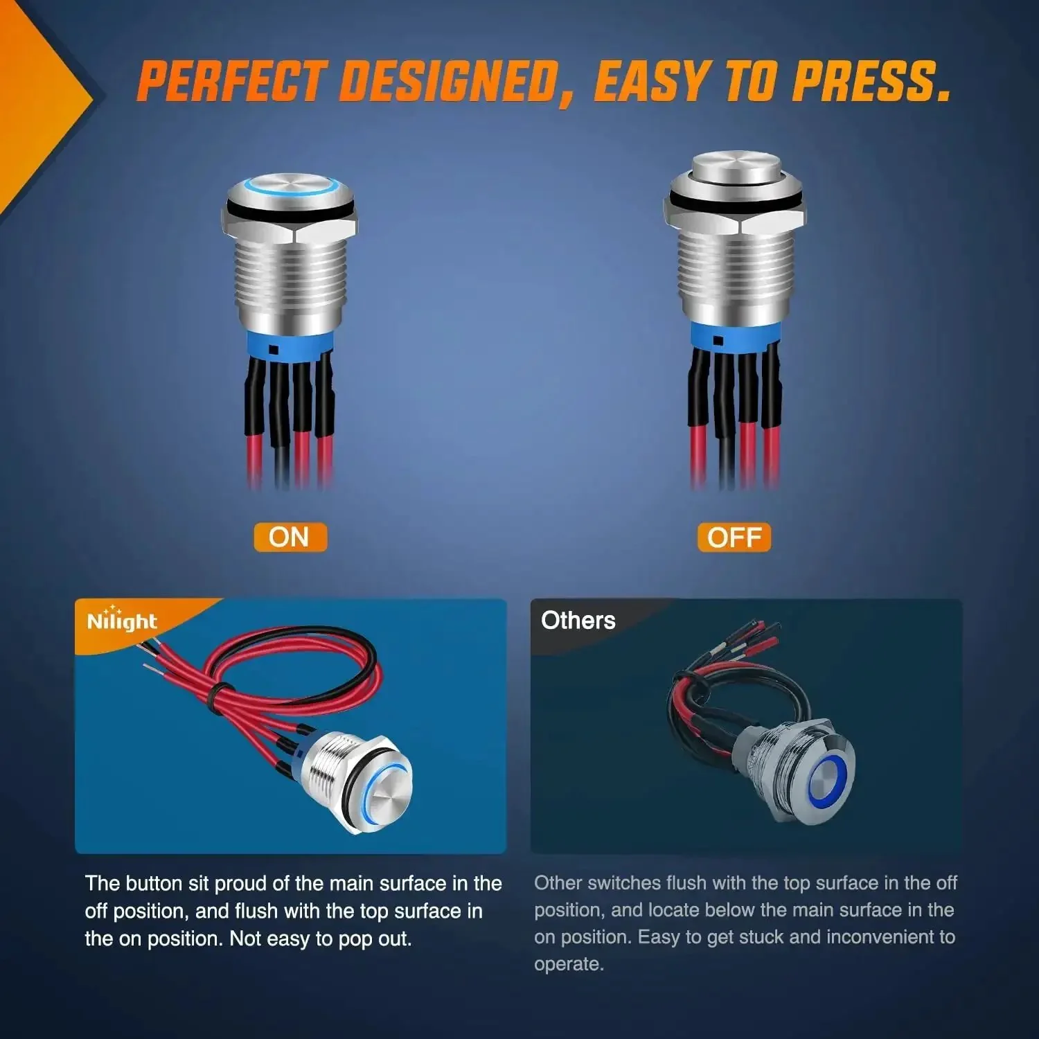 12mm Push Button Switch Kit 5 Pack With Pre Wired Harness LED Latching Round SPDT 4 Pin Waterproof Stainless Steel Self Locking Metal Switches 12V 24V For Boats Cars Rigs - Image 5
