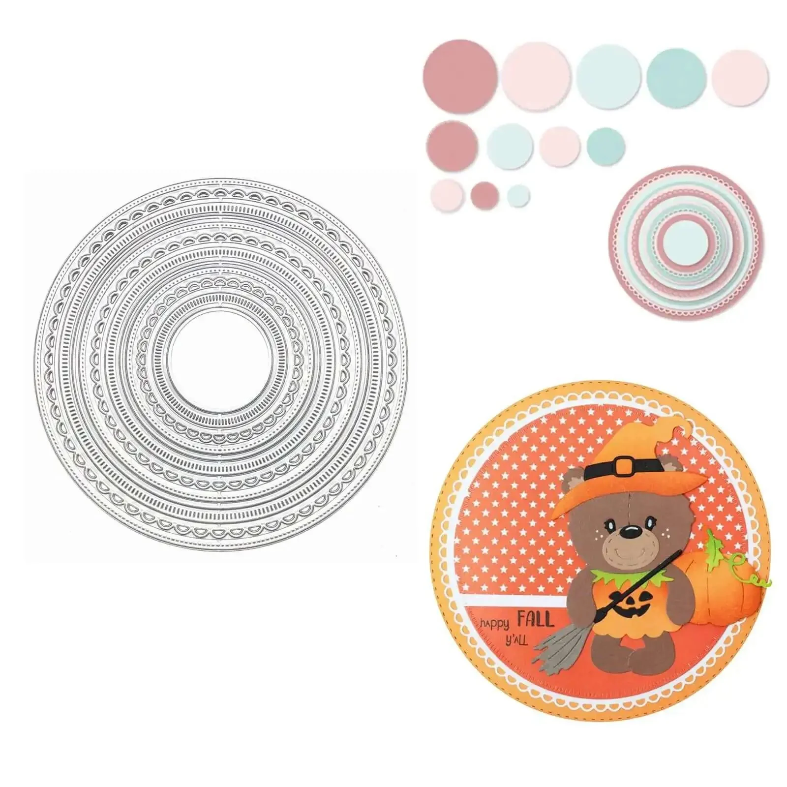 12pc Nesting Round Frame Die Cut Set for Cards and Scrapbooking, Lace Circle Tag Background Dies, Cutting Dies for DIY Embossing, Photo Frames, Gift Tags, Craft Stencils - Image 3