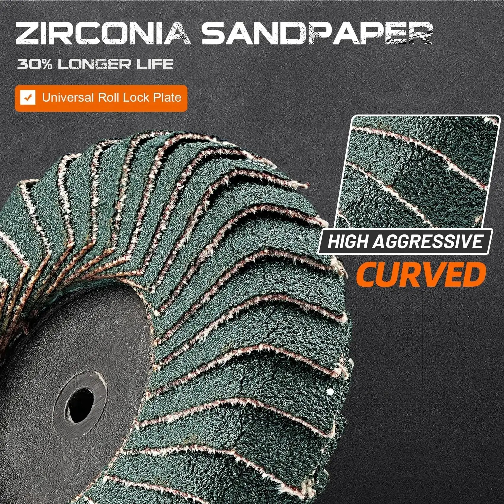 12Pcs Pro Grade Heavy Duty Mixed Curved Flap Discs Set, 2 Inch Roll Lock Quick Change Sanding Discs with 1/4 Inch Holder, 40 60 80 120 Grit for Die Grinder, Metal and Wood Finishing, Weld Deburring, Rust Removal - Image 5